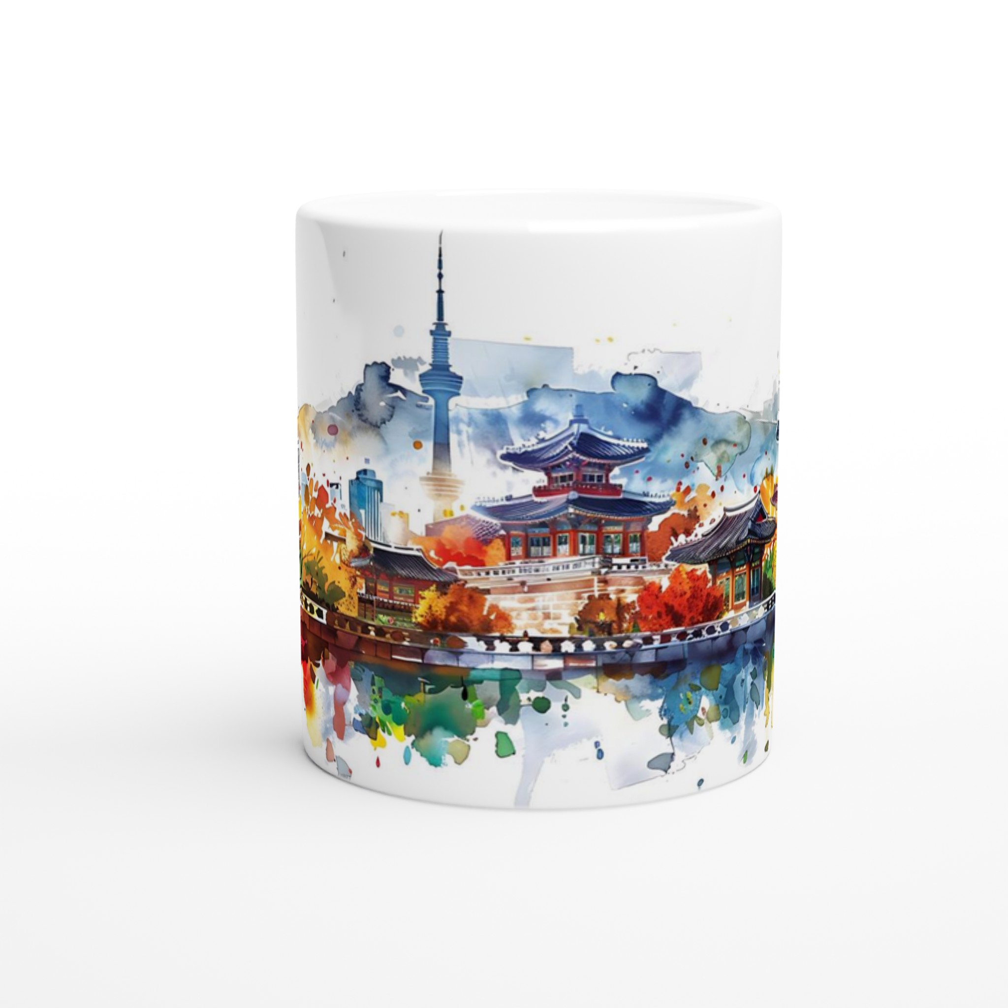 Seoul Skyline Akvarell Mugg - Koreansk Reseminne i Vattenfärg, 11oz Keramik 8 f8422c55-4bb3-4540-8b28-e8492ce92e38