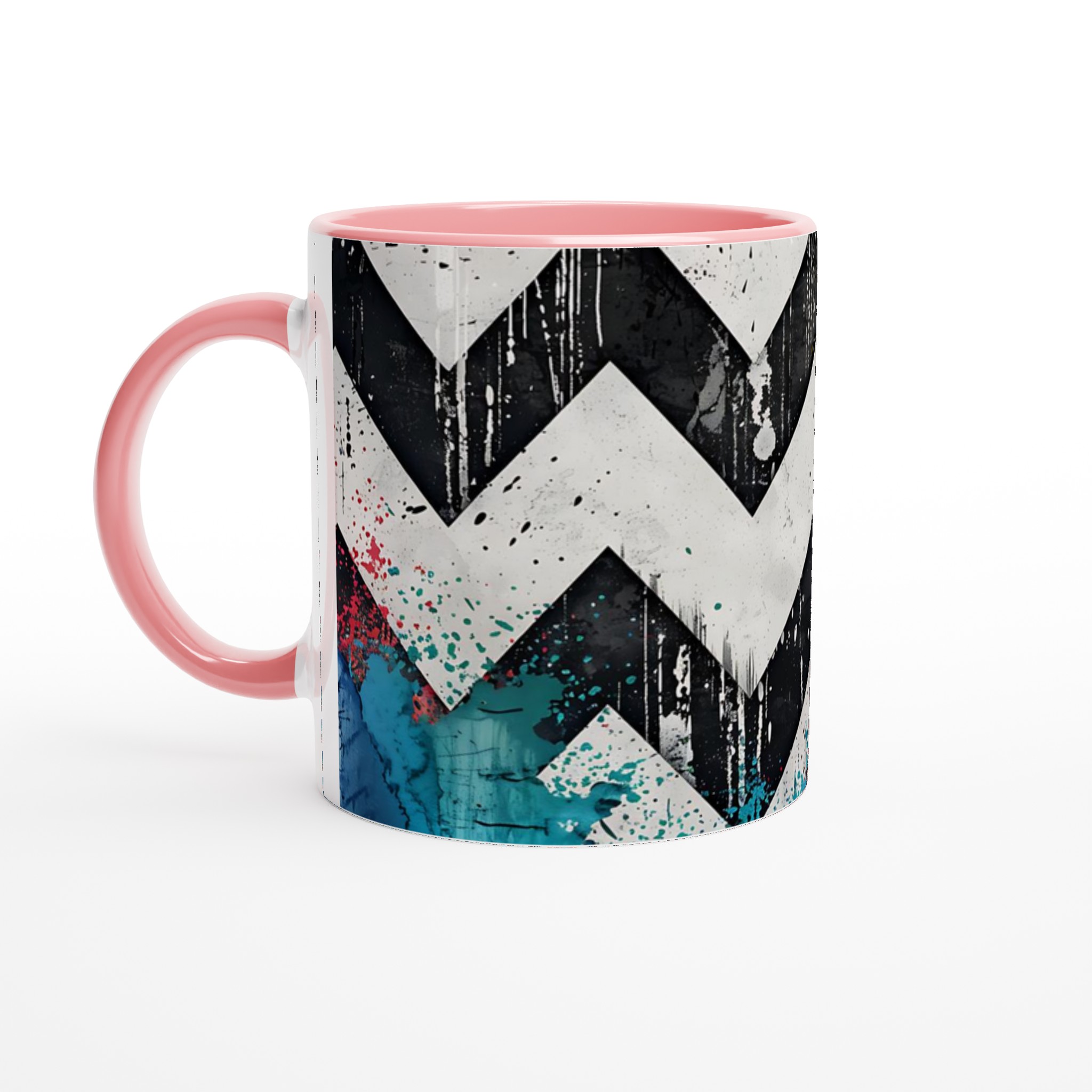 Vit 11oz keramisk mugg med djärvt zigzag-mönster i livfulla färger – välj din favoritfärg på muggen 6 f857c2e8-b6e1-4f33-a9c6-083aa2807f35