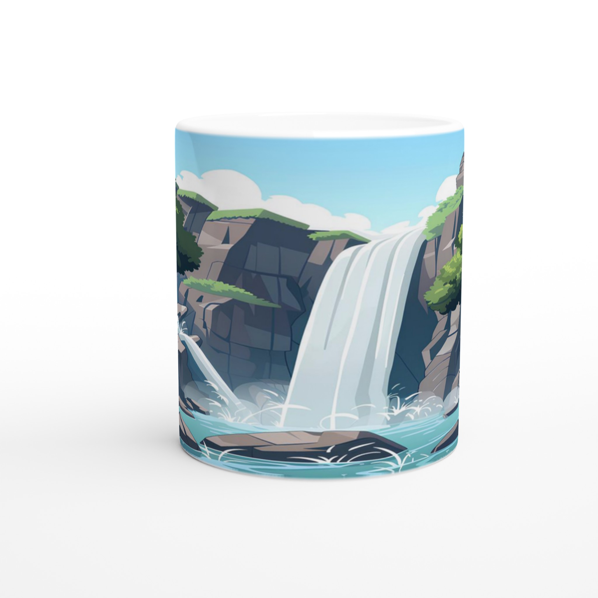 Klippfall Vattenfall Mugg: En Naturinspirerad 11oz Keramikmugg i ditt val av färg 8 f88e47cb-077e-4510-84ea-cb830ffab462