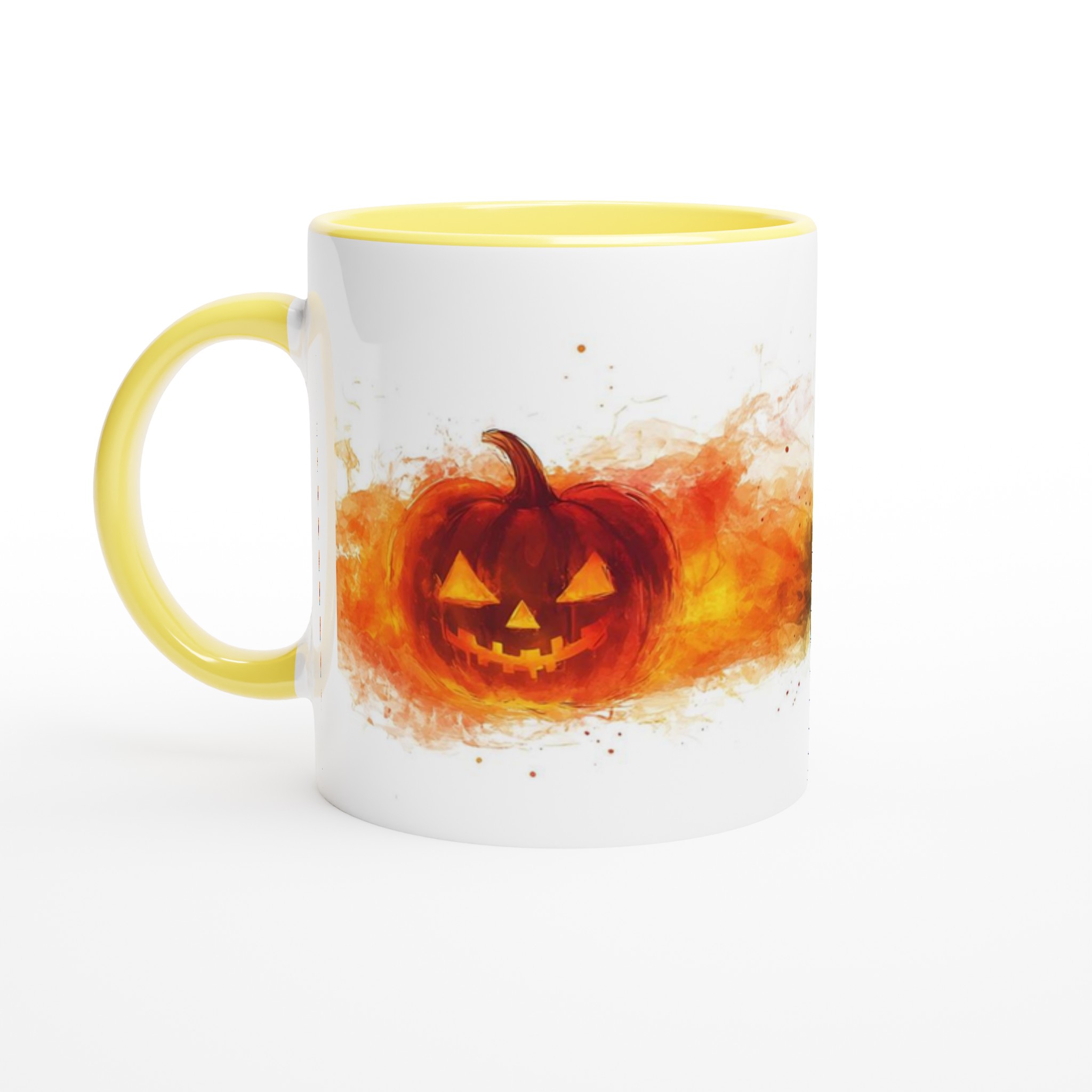 Mystisk Halloween Keramikmugg - Pumpa och Spöklikt Barn i Akvarellstil, Välj bland 7 Färger 3 f8ad4f98-5b48-4265-b348-54e97b551224