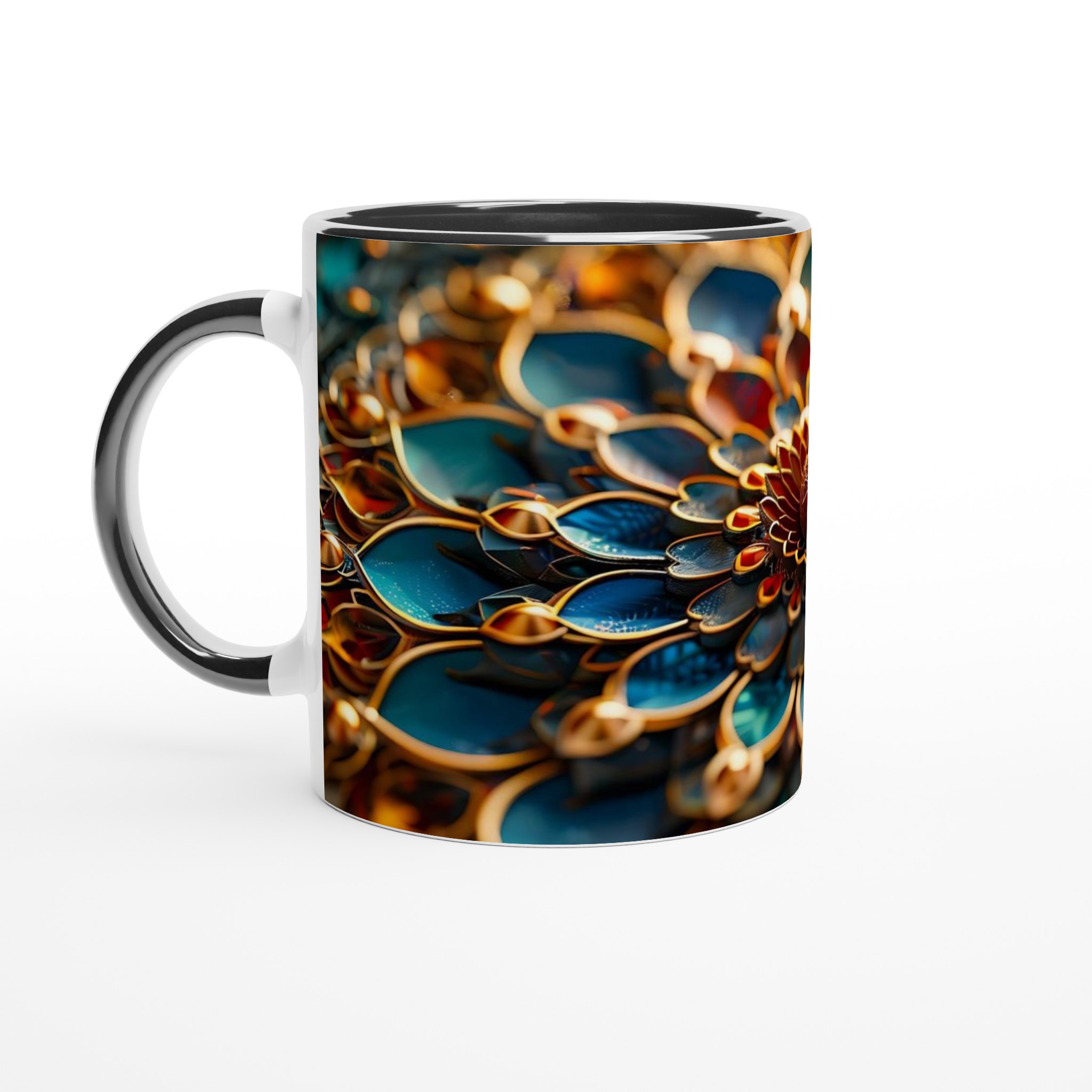 Zen Mandala Mugg – 11oz Keramisk Kaffemugg med Lugnande Design i Blått & Guld 4 f8f9ef36-f8e8-4317-a2e7-6e2bc1f71e8f