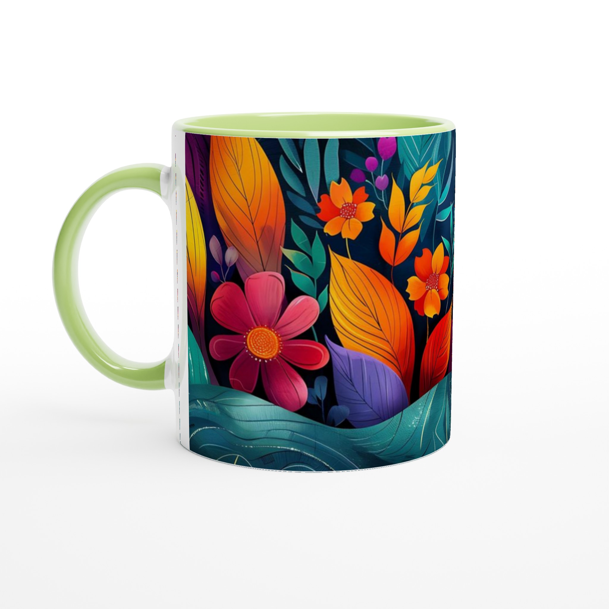 Tropisk Blomsterglädje 11oz Keramisk Mugg – Välj bland 7 Livfulla Färger 7 f91282ef-df1a-4f1f-af9f-5ce7aa43b6d5