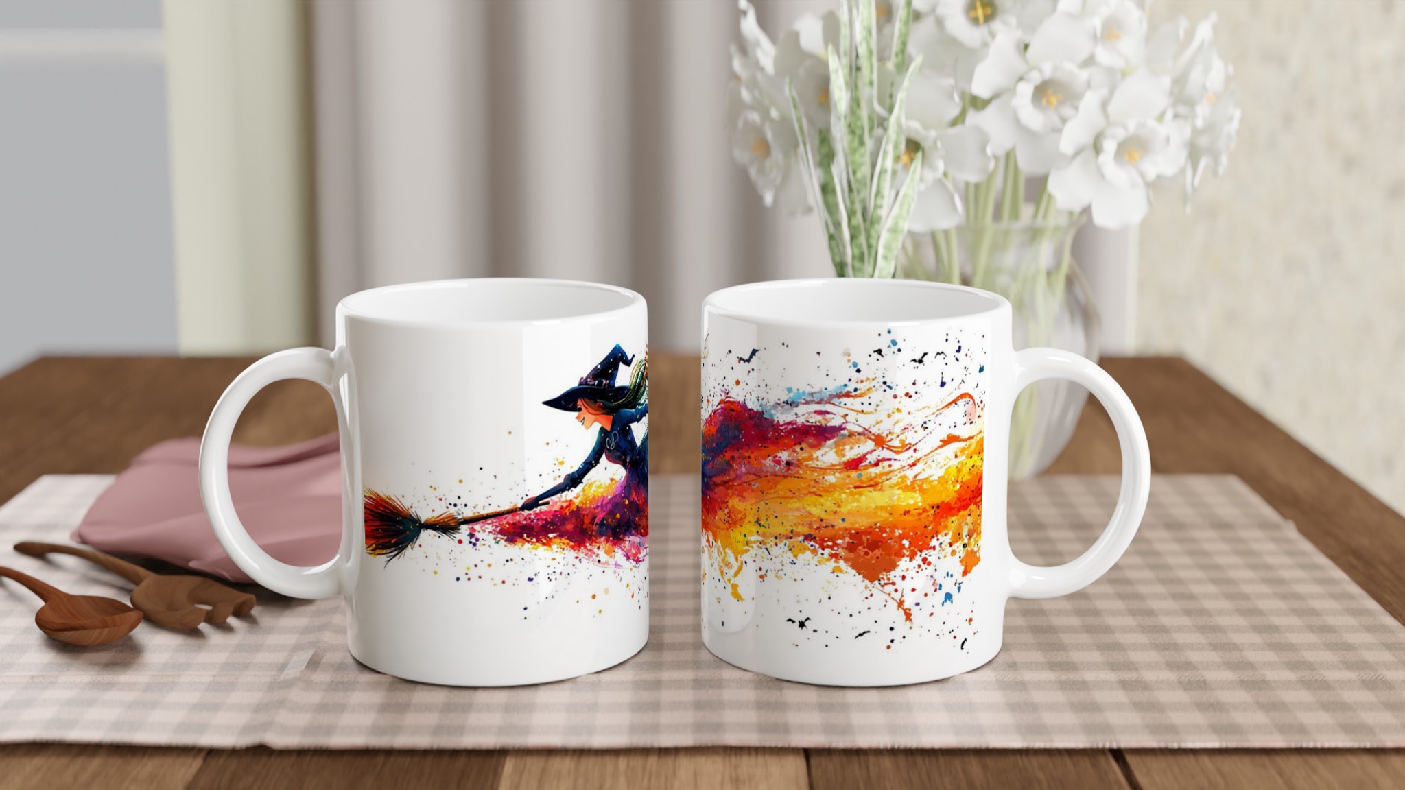Magisk Akvarellhäxa Mugg – Färgglad Halloween-inspirerad Keramikmugg för kaffe och te 10 f918b091-6b1a-4282-b7e5-abc6c1a020fe