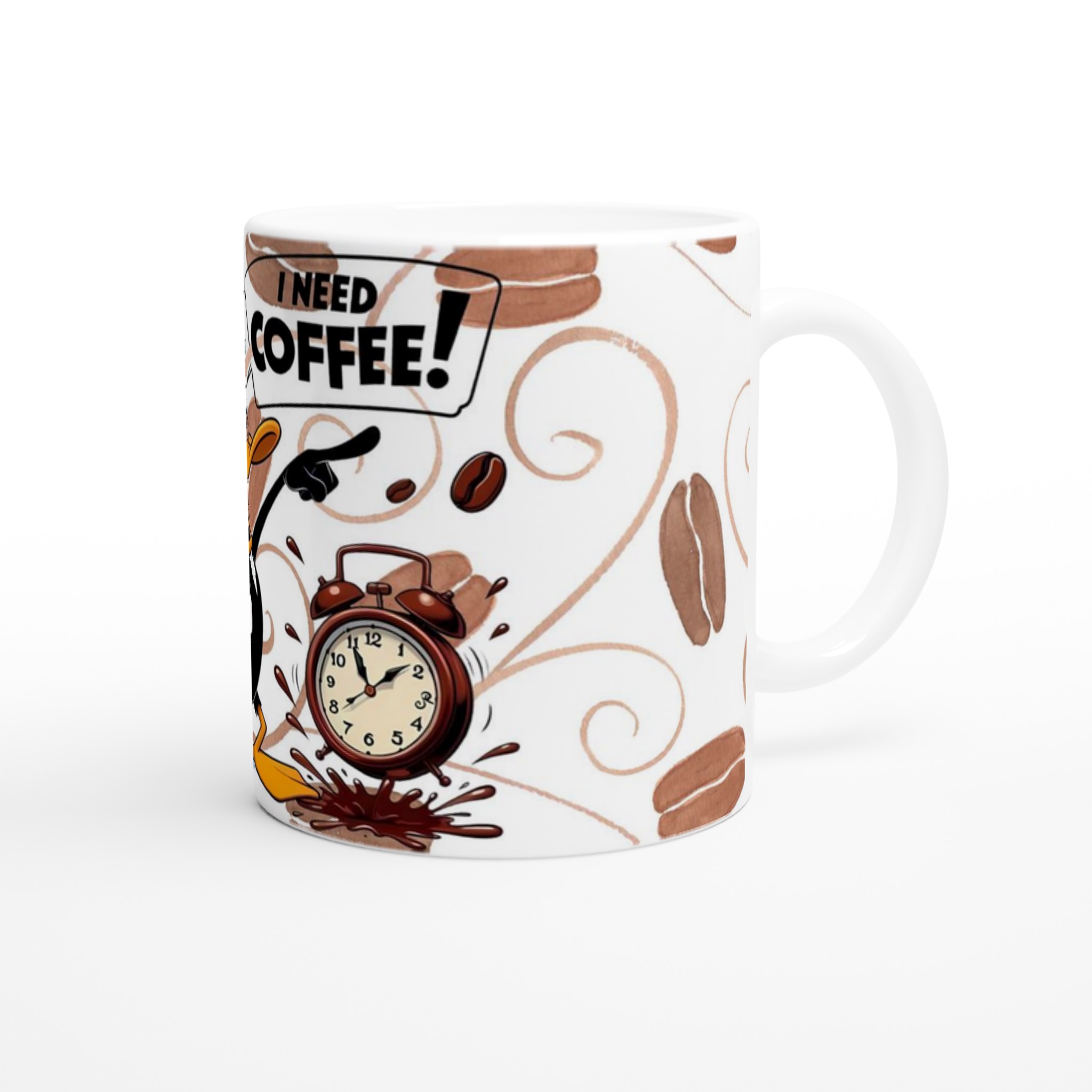 Vit 11oz keramikmugg med Daffy Duck och humoristiskt kaffemotiv – välj din favoritfärg 9 f934aa8e-d103-4797-9d54-04ee87970017