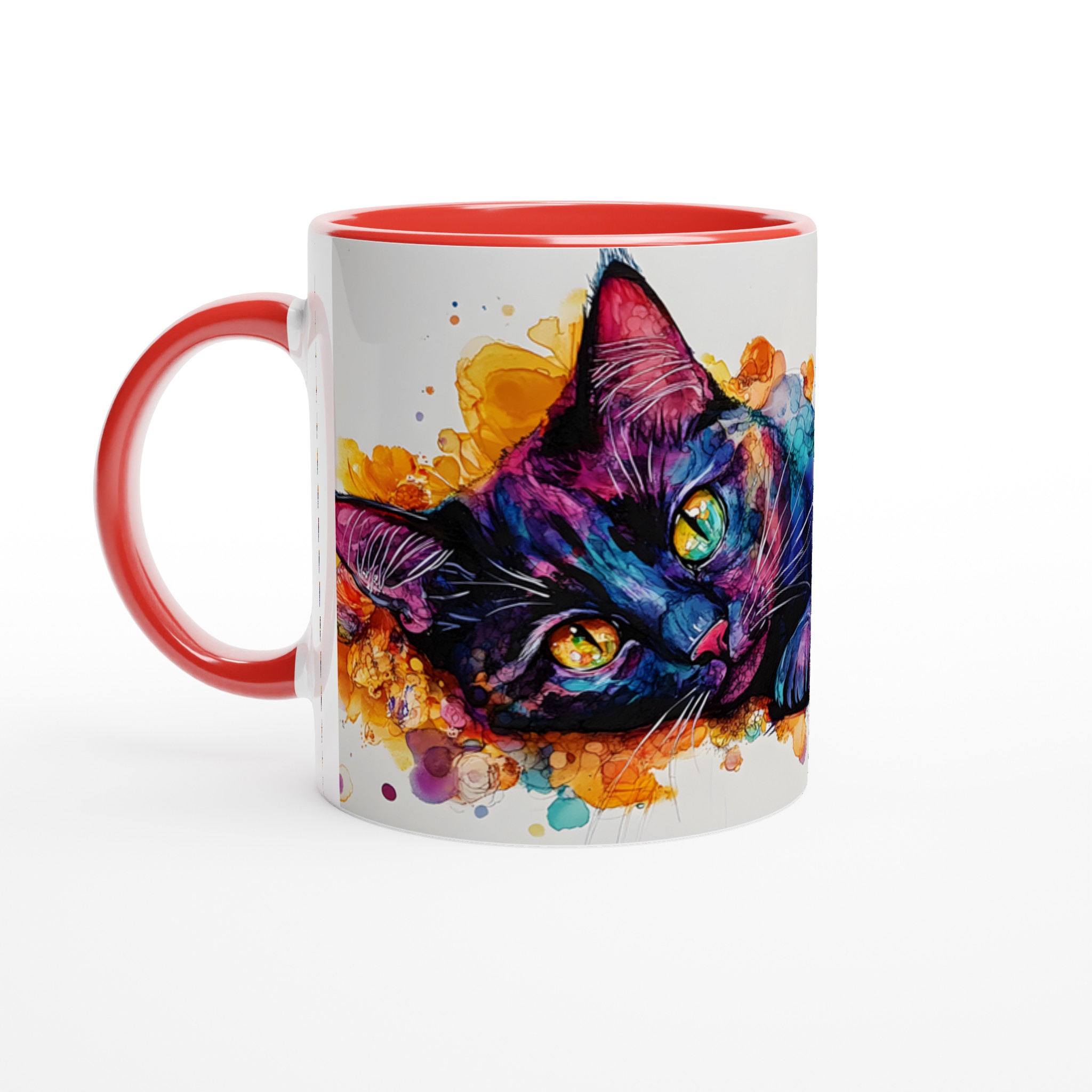 Konstfull Katt Keramikmugg – Färgglad Akvarelldesign i Ditt Val av Färg 5 f935433c-6436-4295-9bab-eee476f7c662