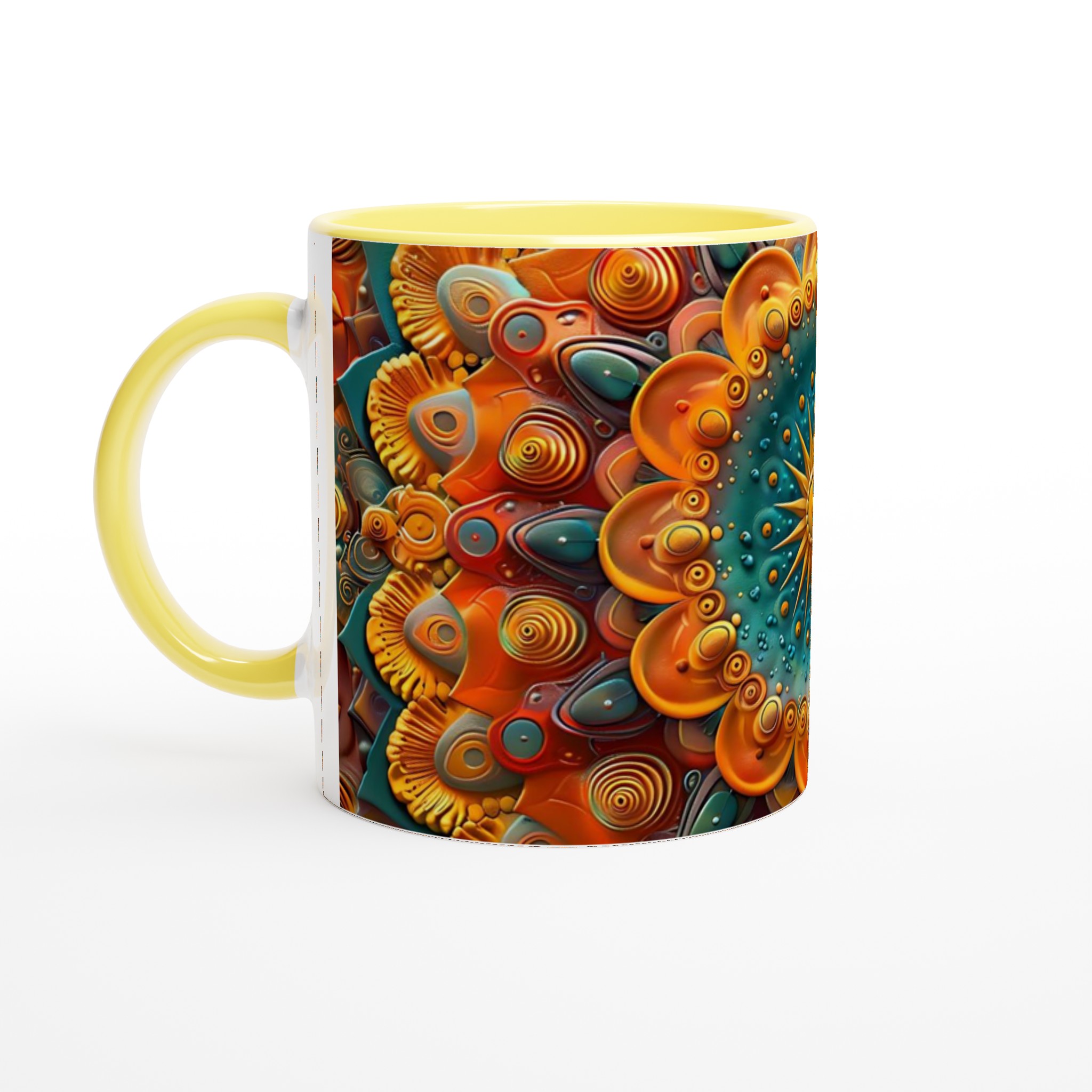 Abstrakt Mandala Keramikmugg - Livfulla Turkosa och Orangea Mönster 3 f950069f-b03c-4a32-ad99-d775406f4832