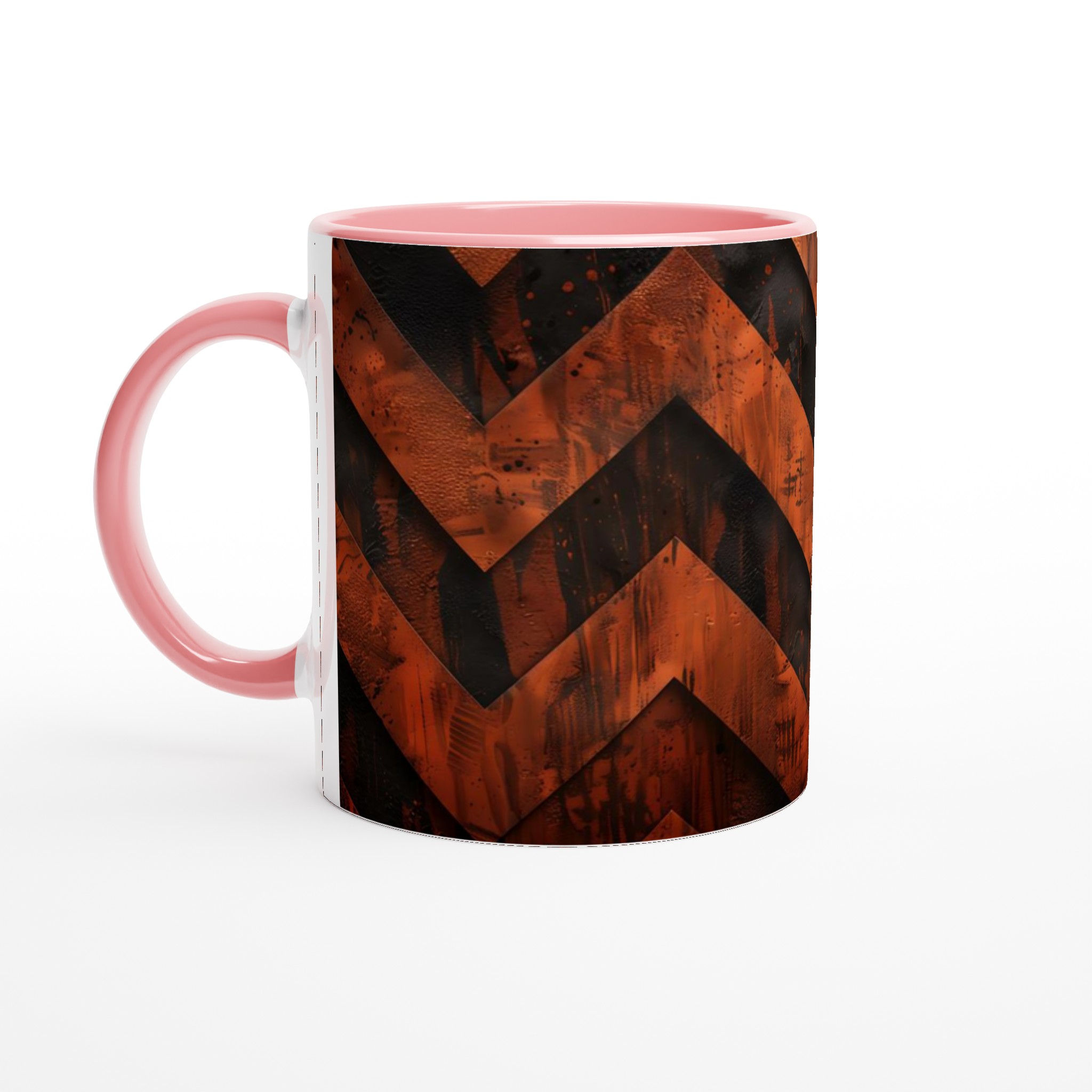 Vit 11oz keramisk mugg med djärv orange och svart zigzag-design – välj bland sju färgstarka keramiska nyanser 6 f95df170-60d2-45e3-a609-d1b94026206d