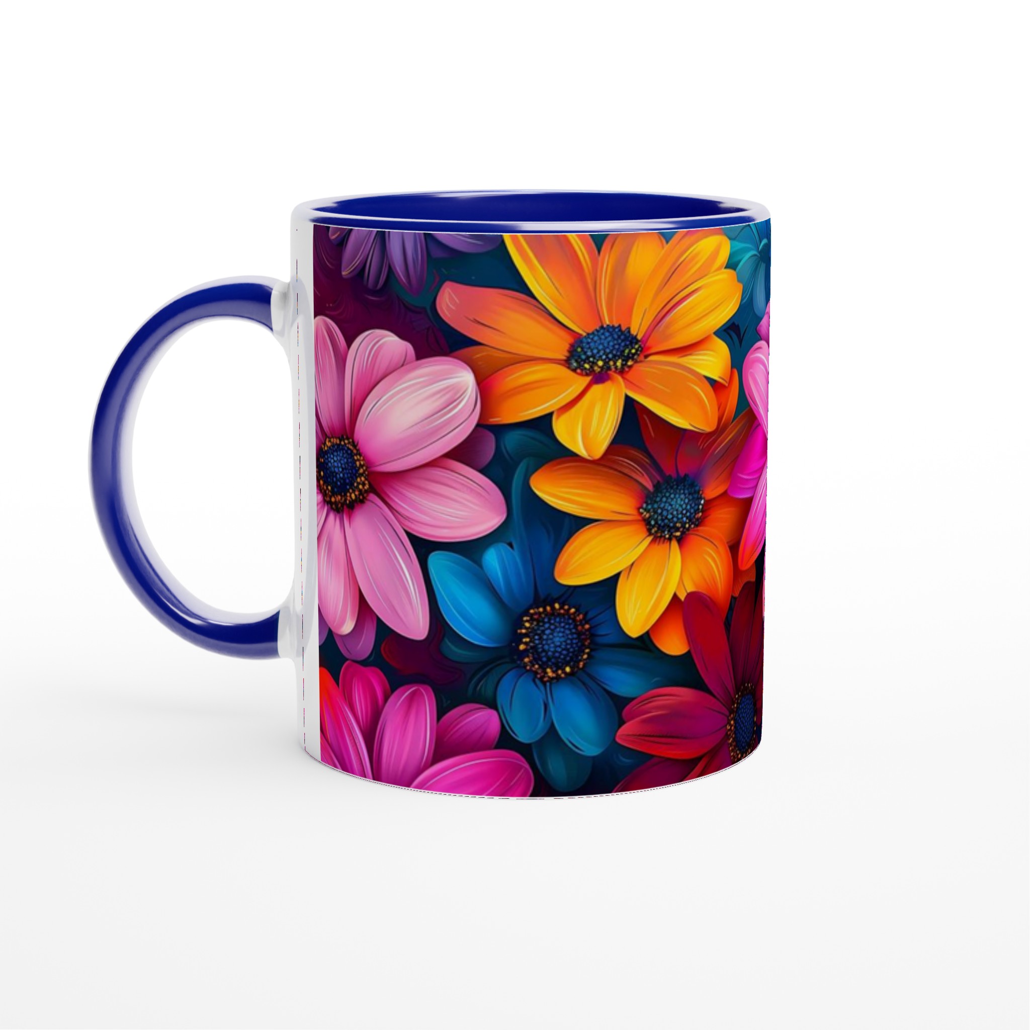 Färgexplosion Blommor Keramikmugg - 11oz kaffekopp i ditt val av sju livfulla färger 2 f9a2f0ca-a009-4d89-b65e-ec741384c5be