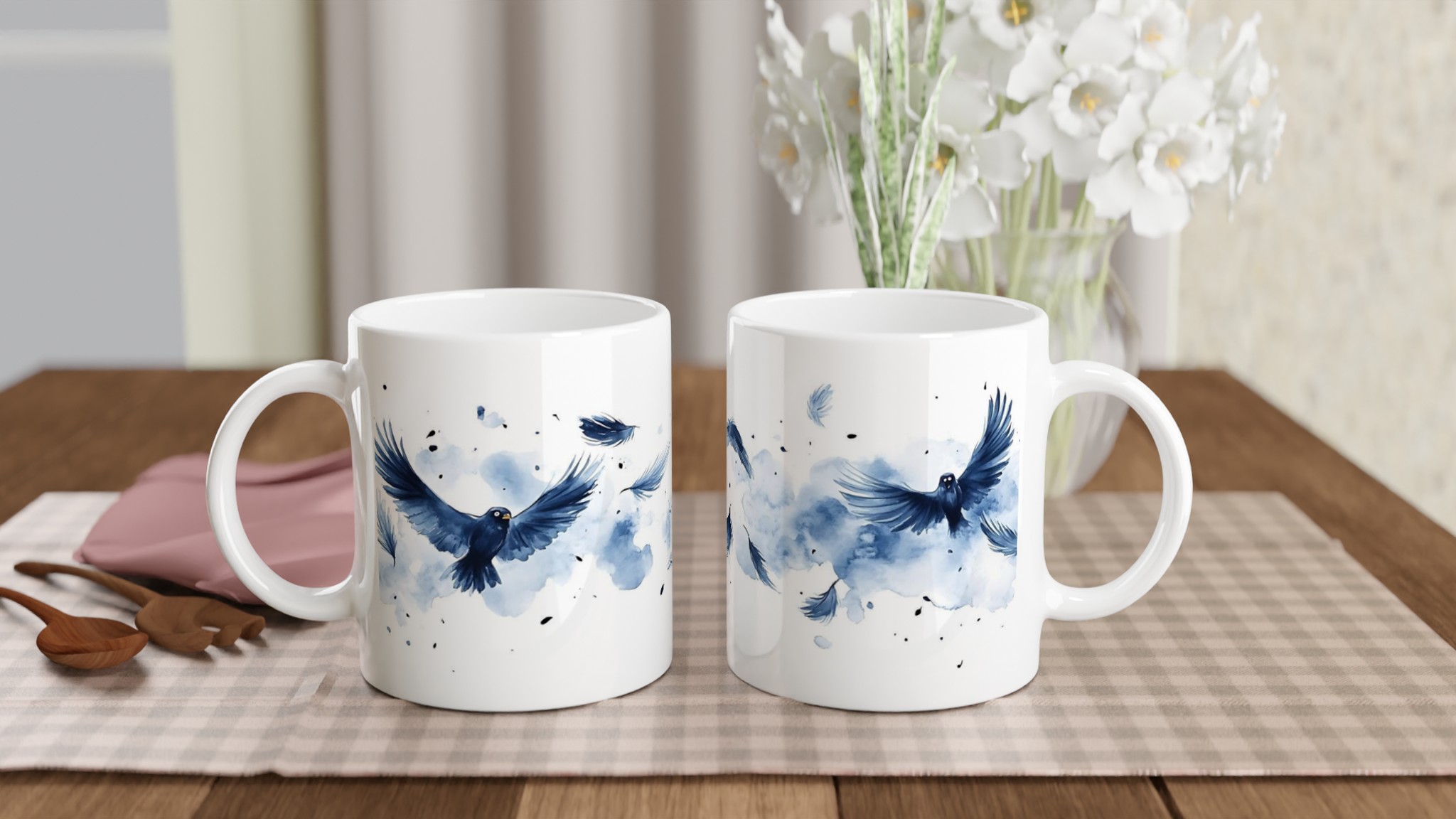 Svarta Fåglar i Akvarell: 11oz Keramisk Mugg – Drömfull Design för Din Kaffestund 10 f9e590ab-c145-4edf-9f69-cc8e678d32e1