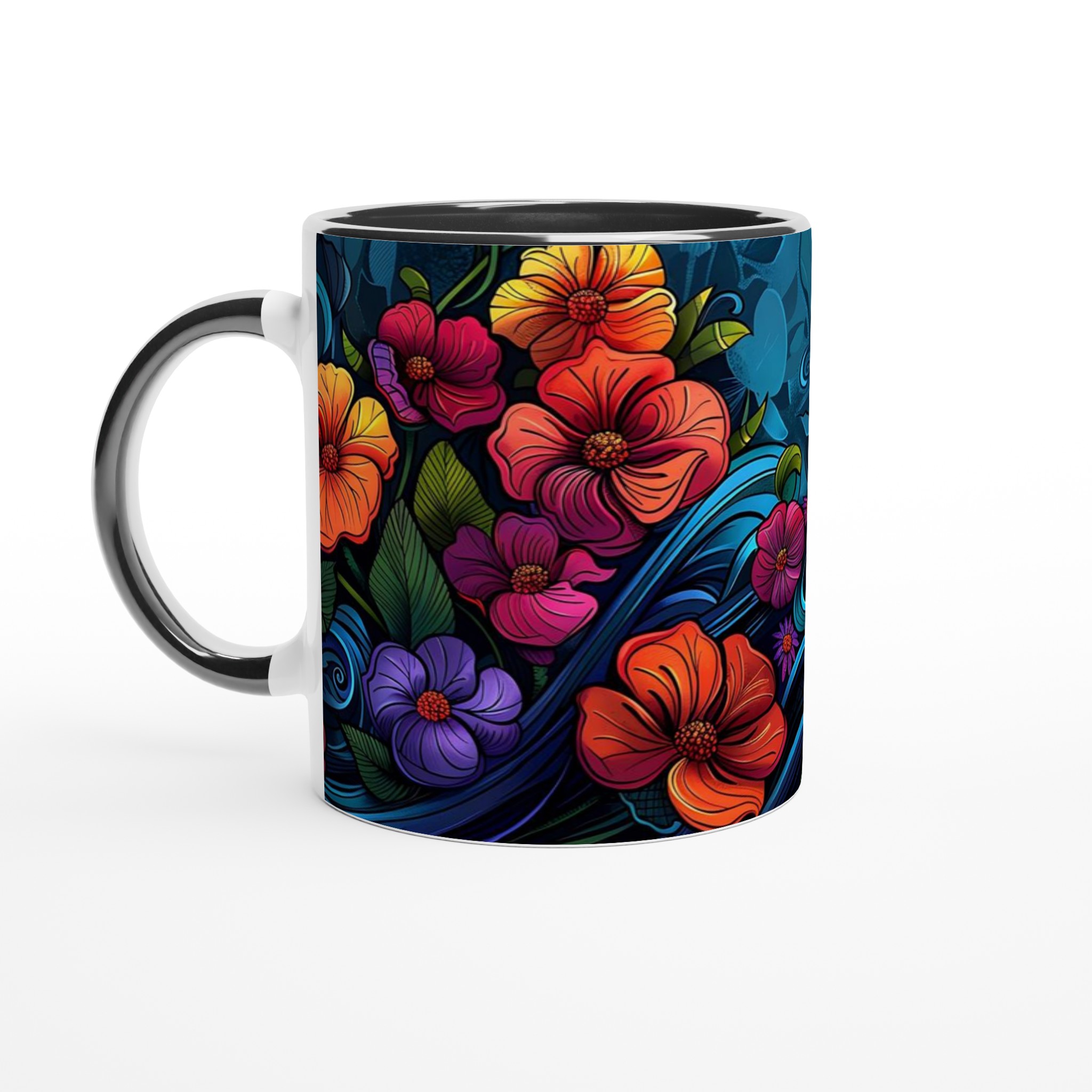 Tropisk Blomsterprakt Keramikmugg - 11oz, Välj Bland 7 Levande Färger 4 f9f3867b-a059-41b1-9145-b89791f1e324