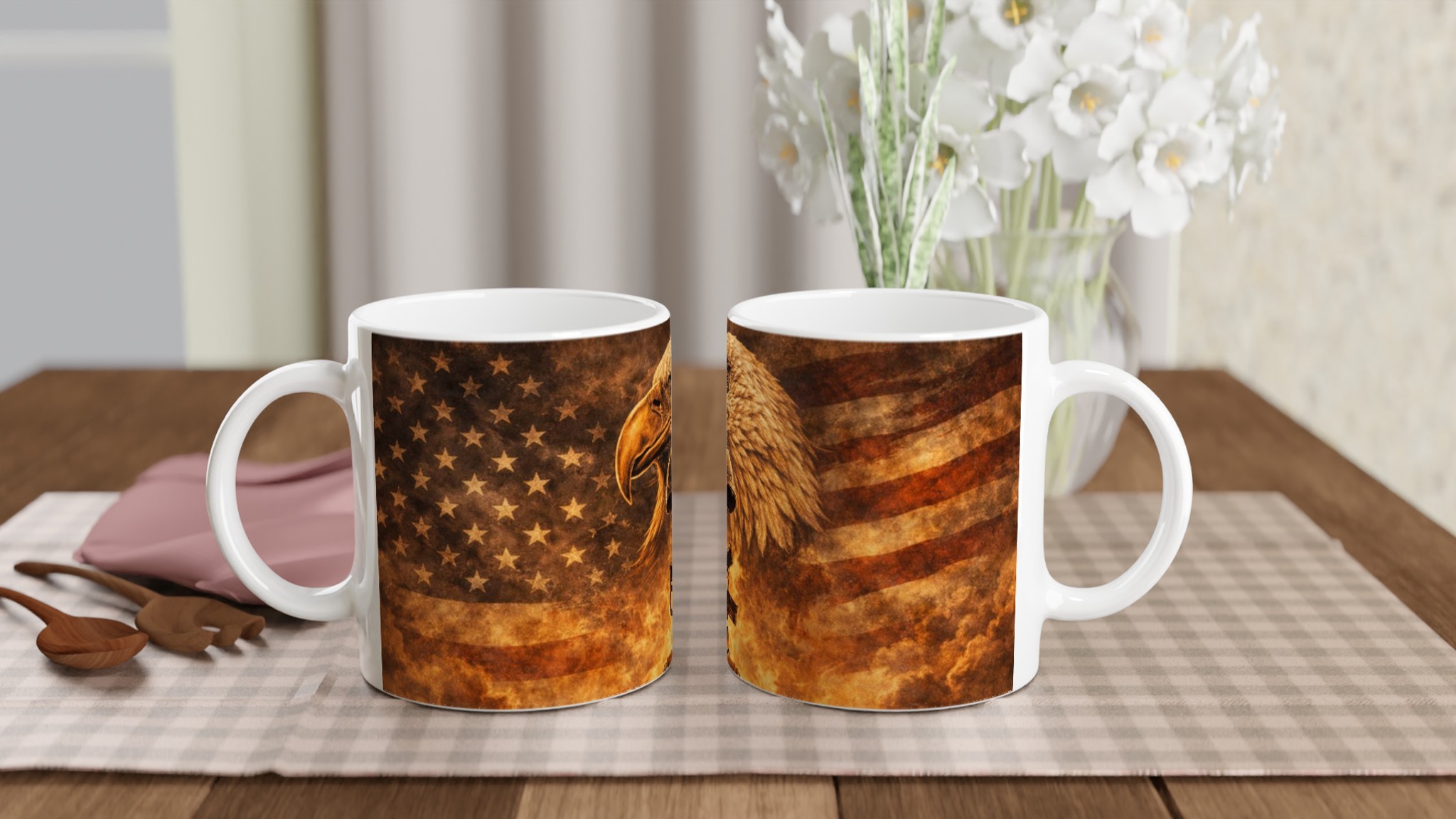 Vit 11oz Keramisk Mugg med Stark Patriotisk Design – Välj Bland Sju Livfulla Färger 10 fa2669f0-8219-43af-888f-2a989ed070e2