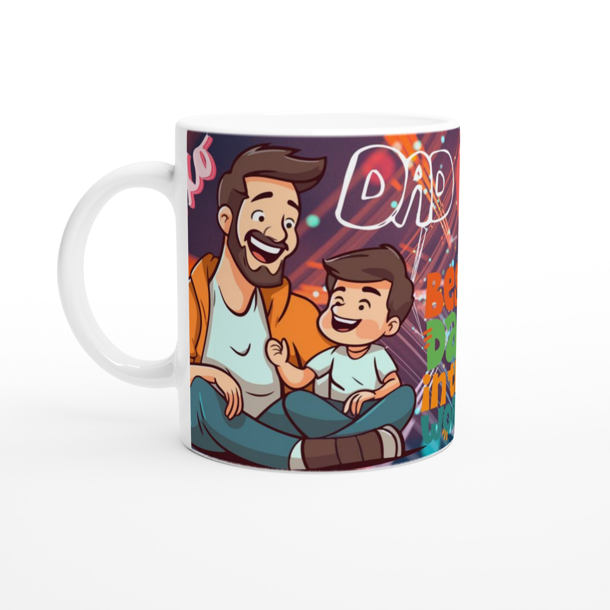 Vit 11oz keramisk mugg – hylla världens bästa pappa med charmiga färger 1 fa26a9af-0838-482b-88e7-c8ddfe5cec0d