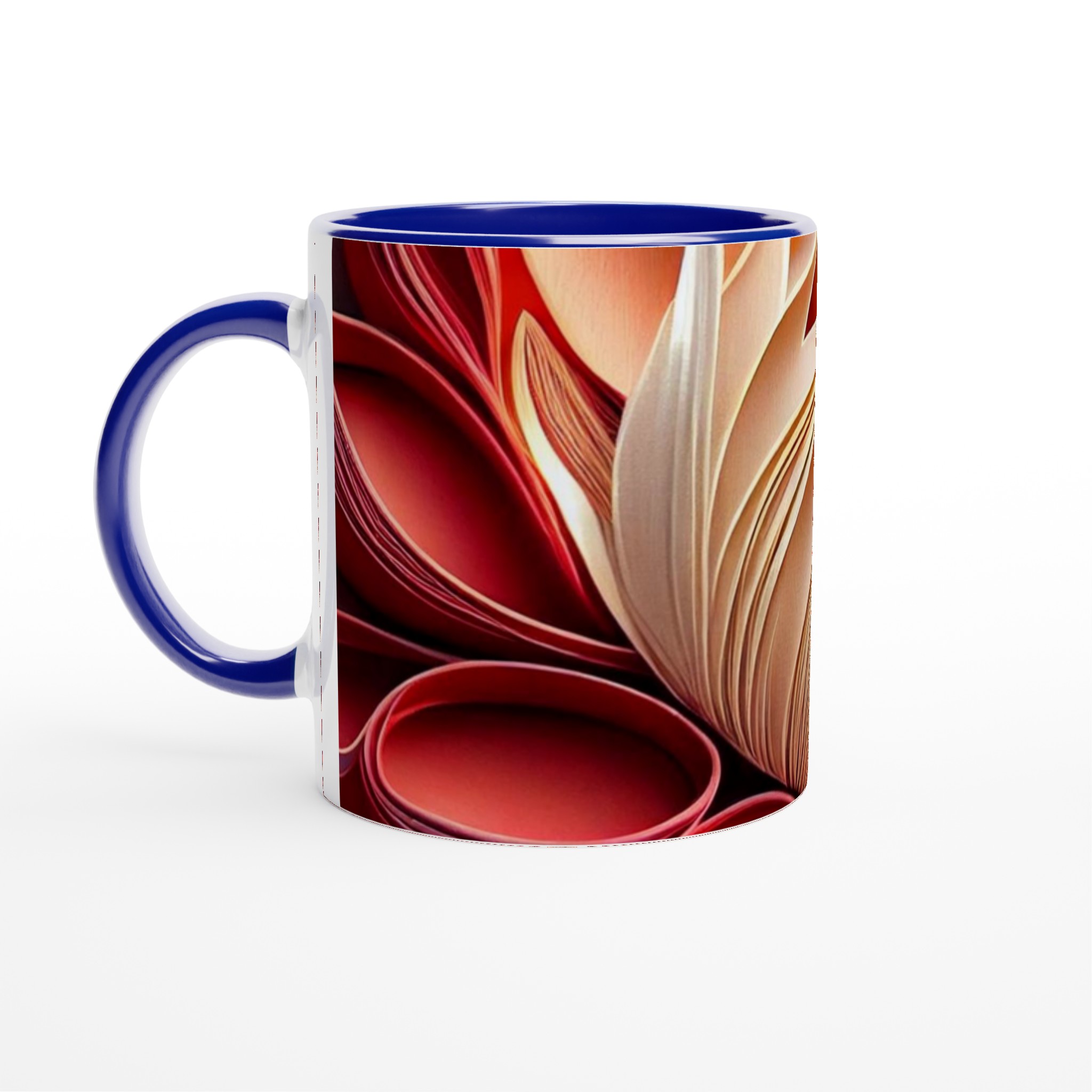 Vit 11oz Keramisk Mugg med Elegant Blommönster i Sju Vibranta Färger 3 fa527d18-27d4-4981-be7a-f045af1ab490
