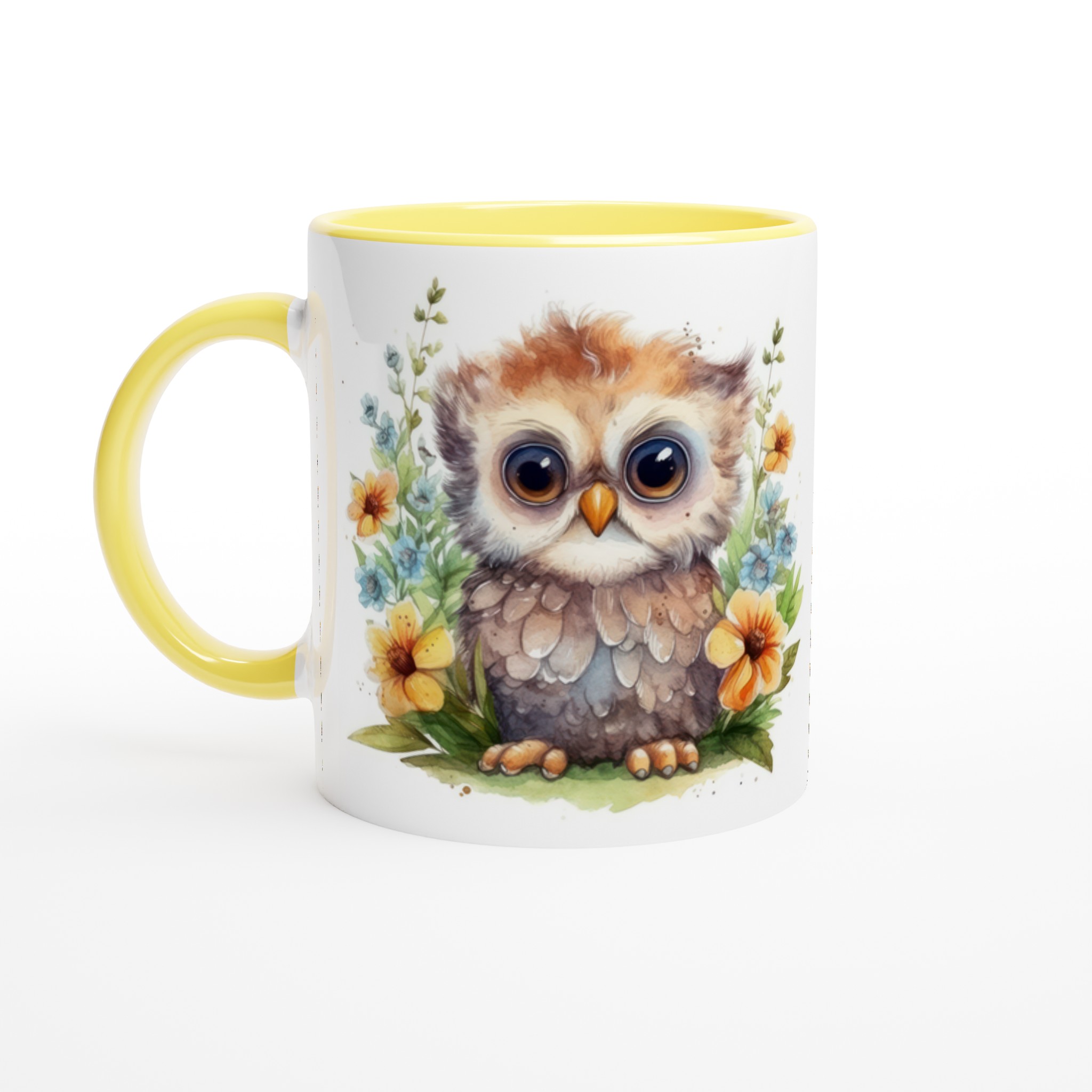 Vit 11oz Keramisk Mugg med Charmig Ugglemotiv i Väljbar Färgpalett 3 fa6eb9b9-6b92-4f7b-8b0b-348d7a823047