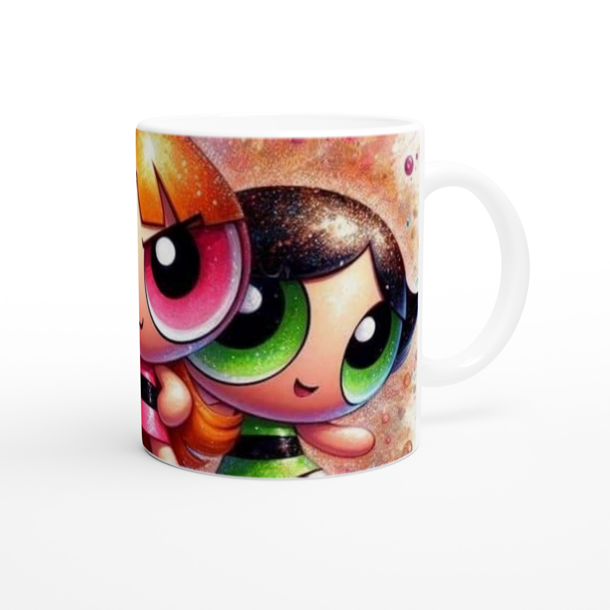 Vit 11oz keramisk mugg med kraftfullt Powerpuff Girls-tryck i livfulla färger 9 faa0cf0c-9ee5-4bd2-95d3-397a2f44d496