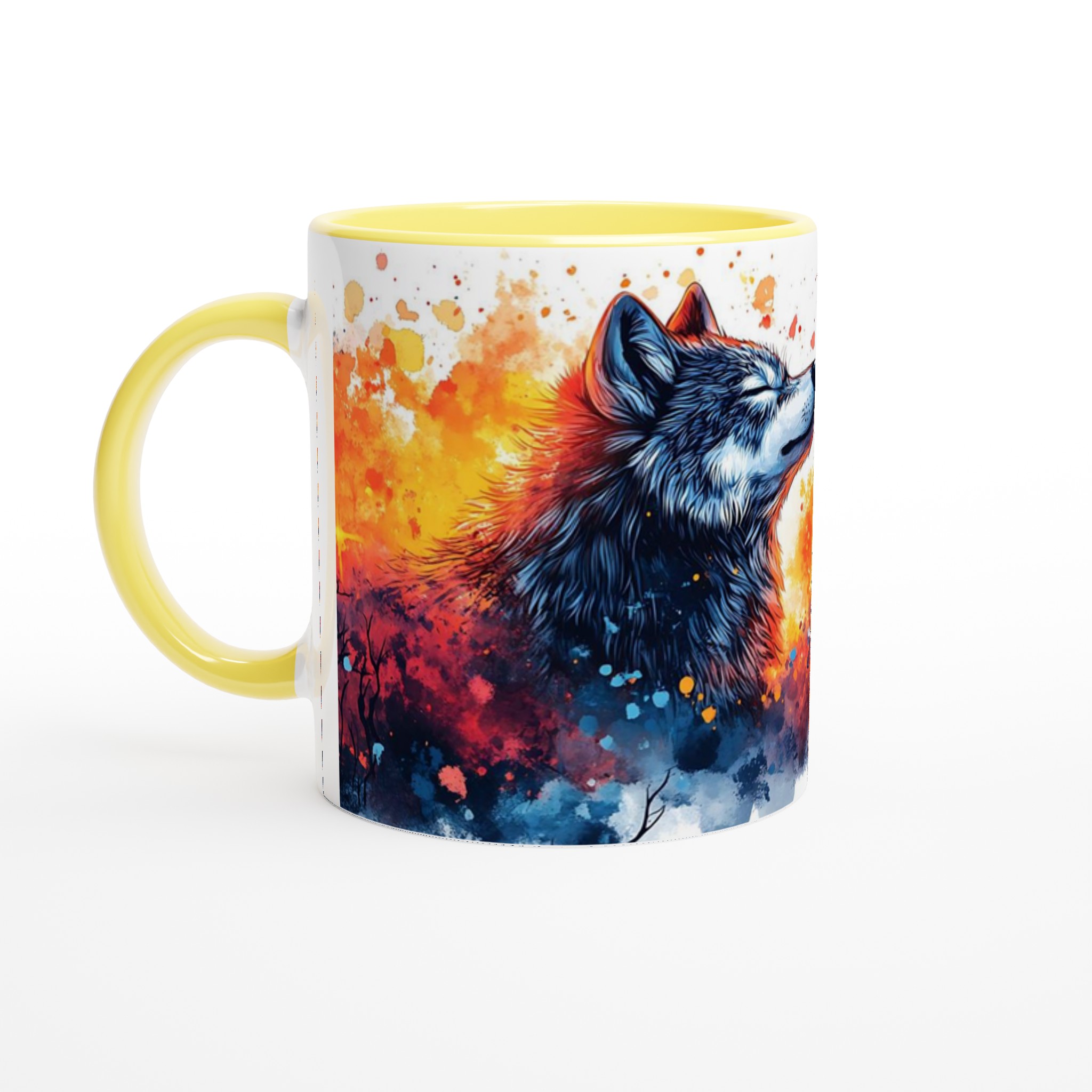 Mystisk Vargmugg i Akvarell – 11 oz Keramisk Kaffekopp med Månsken & Musik 3 facf1b8e-4473-4df7-ada9-52d0548590e3