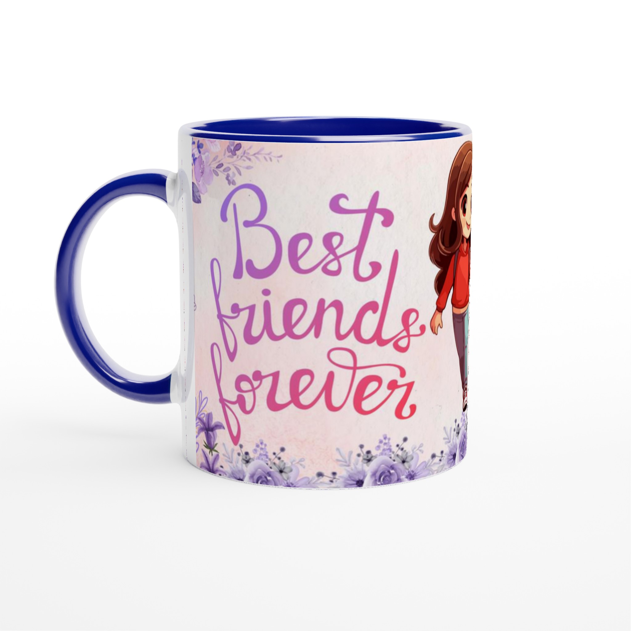 Vit 11oz keramisk mugg med charmigt bästa vänner-motiv i mjuka pastellfärger 2 fb0a9e41-b276-4264-819c-9c8db1628738