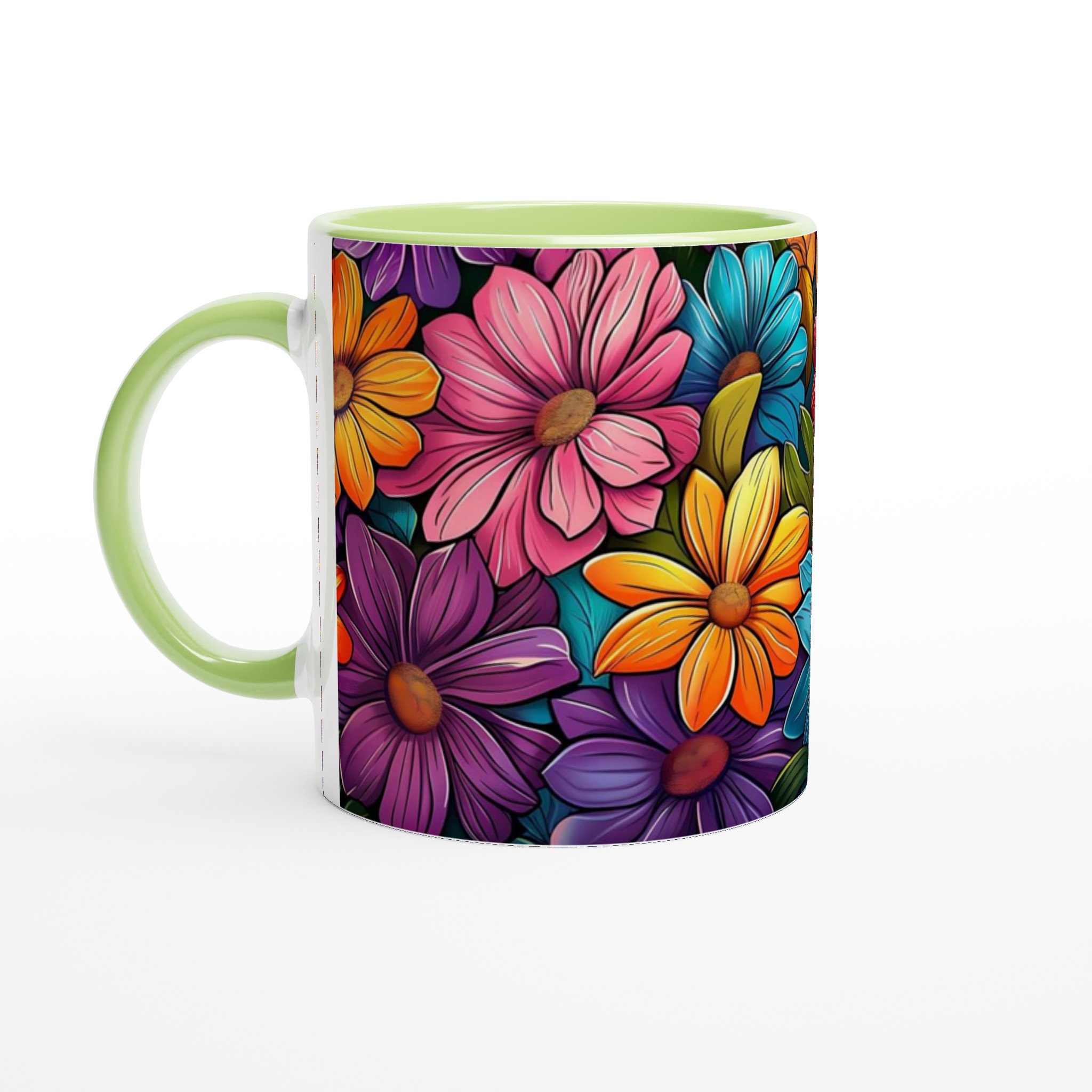 Färgsprakande Blomstermugg – 11oz Keramikmugg i ditt val av 7 nyanser för en personlig touch 7 fb3790fa-7b24-49a3-9015-b05cd536f6d6