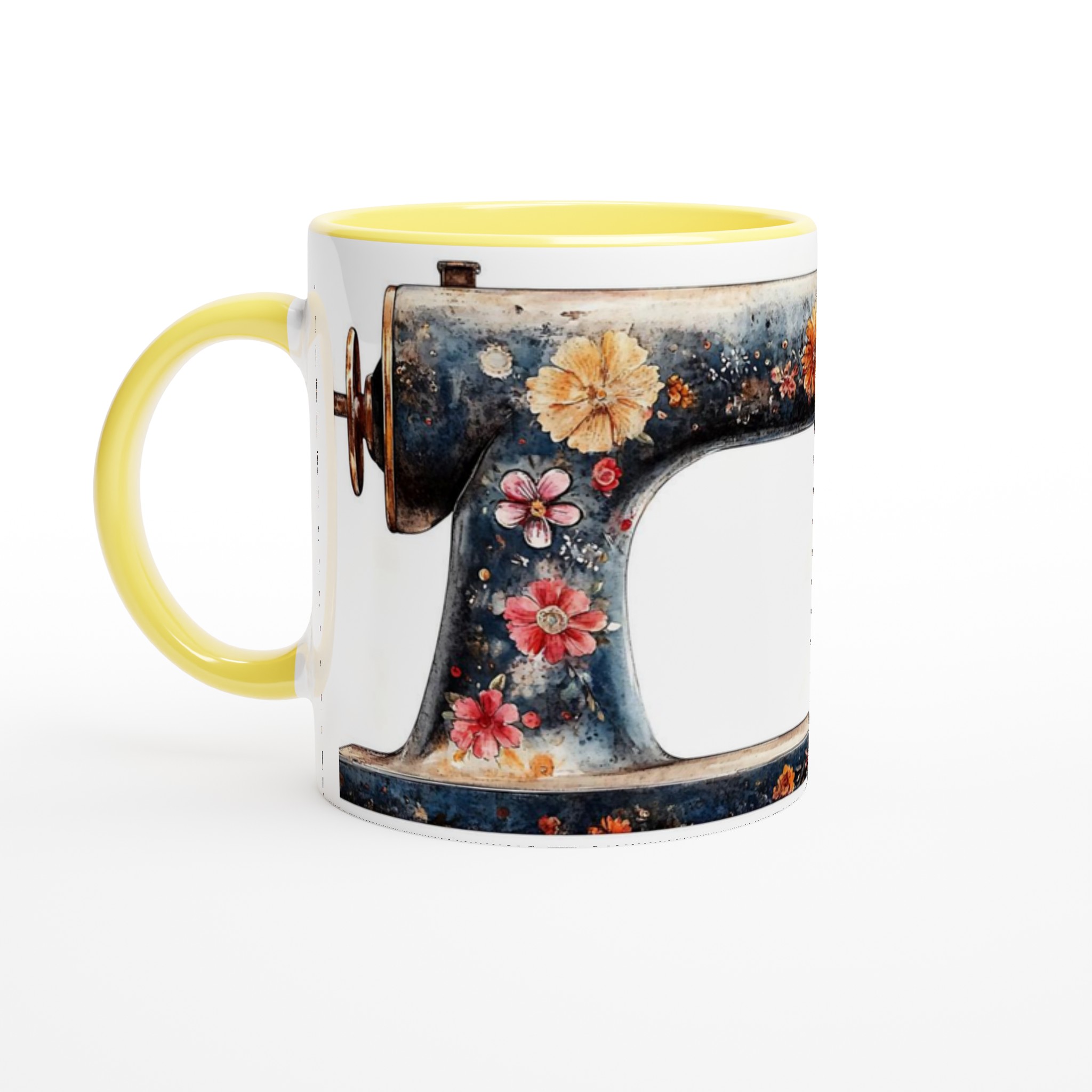 Vintage Symaskin Mugg: Blommigt Akvarellmotiv i 7 Färger – 11oz Keramisk Kaffe- & Temugg 3 fb823136-fe2a-4843-9fff-17baa441ec76