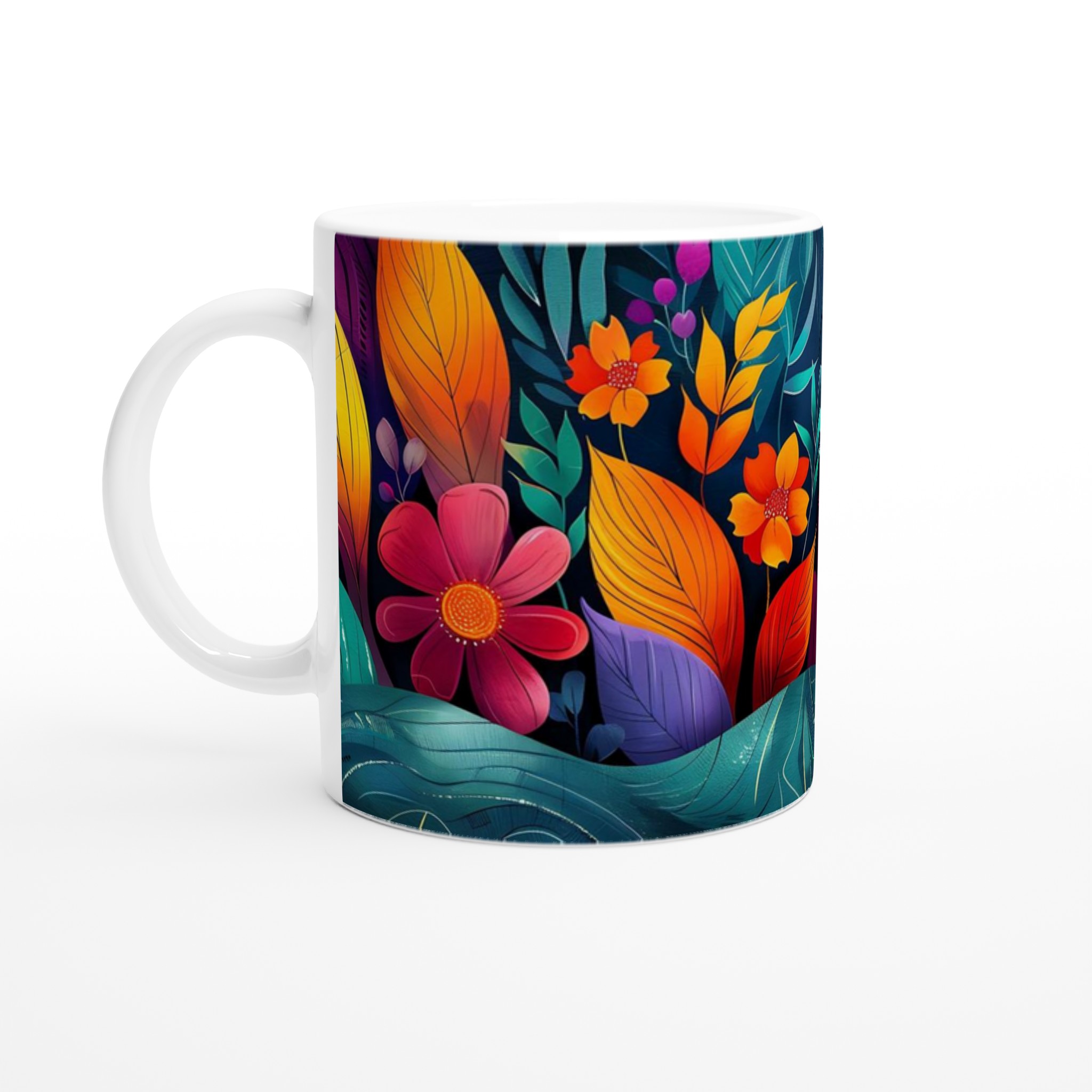 Tropisk Blomsterglädje 11oz Keramisk Mugg – Välj bland 7 Livfulla Färger 1 fb98db56-b1cf-4889-b558-85b31c473825