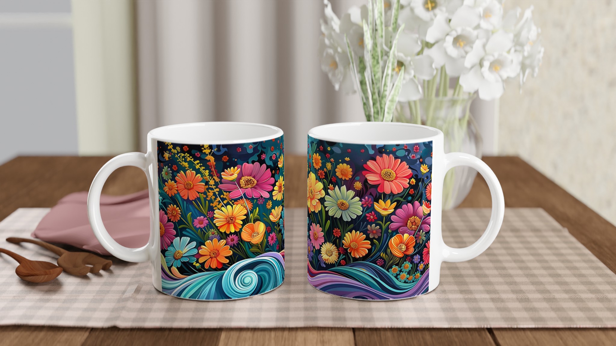 Blomstrande Fält Keramikmugg - 11oz färgglad kaffekopp för en konstnärlig start på dagen 10 fc0eae36-ed8a-4681-927e-f5429d973bc8