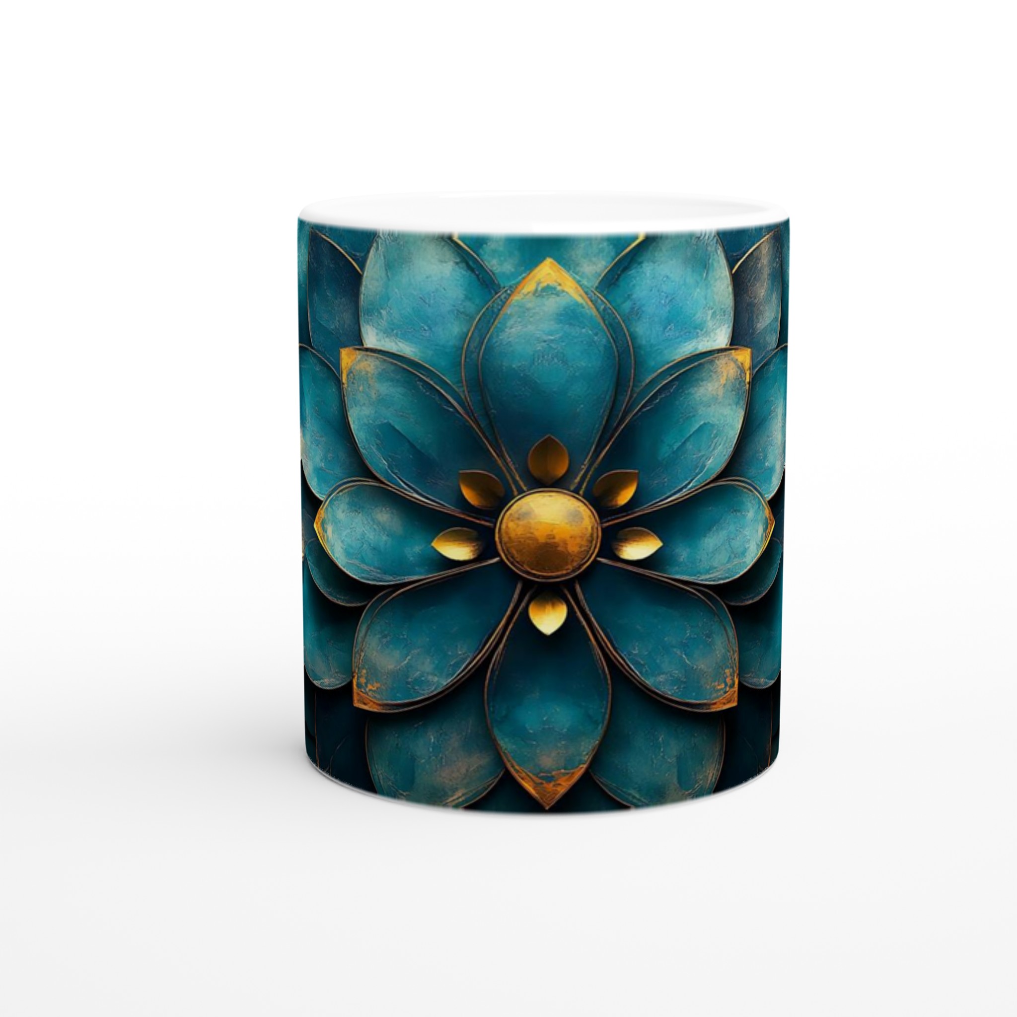 Lyxig Lotusmugg – Blågrön & Guld Keramisk Kaffemugg, 11oz – Välj din färg! 8 fc0fe700-9529-40fa-a2ac-e94942f46c82