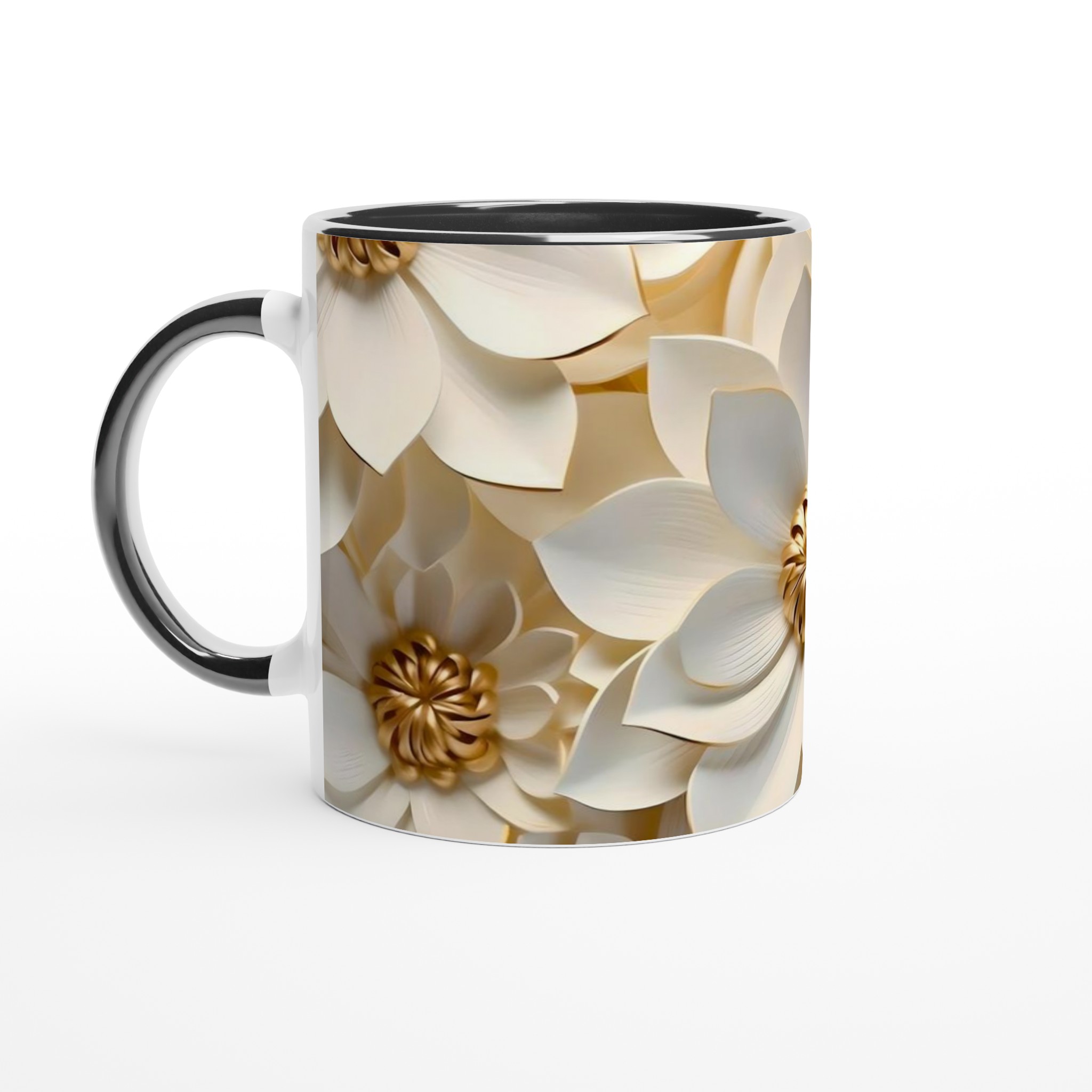 Vit 11oz keramisk mugg med elegant, blomstrande gulddetalj – välj din perfekta färg 4 fc49968a-815c-4586-951e-67f193e07919
