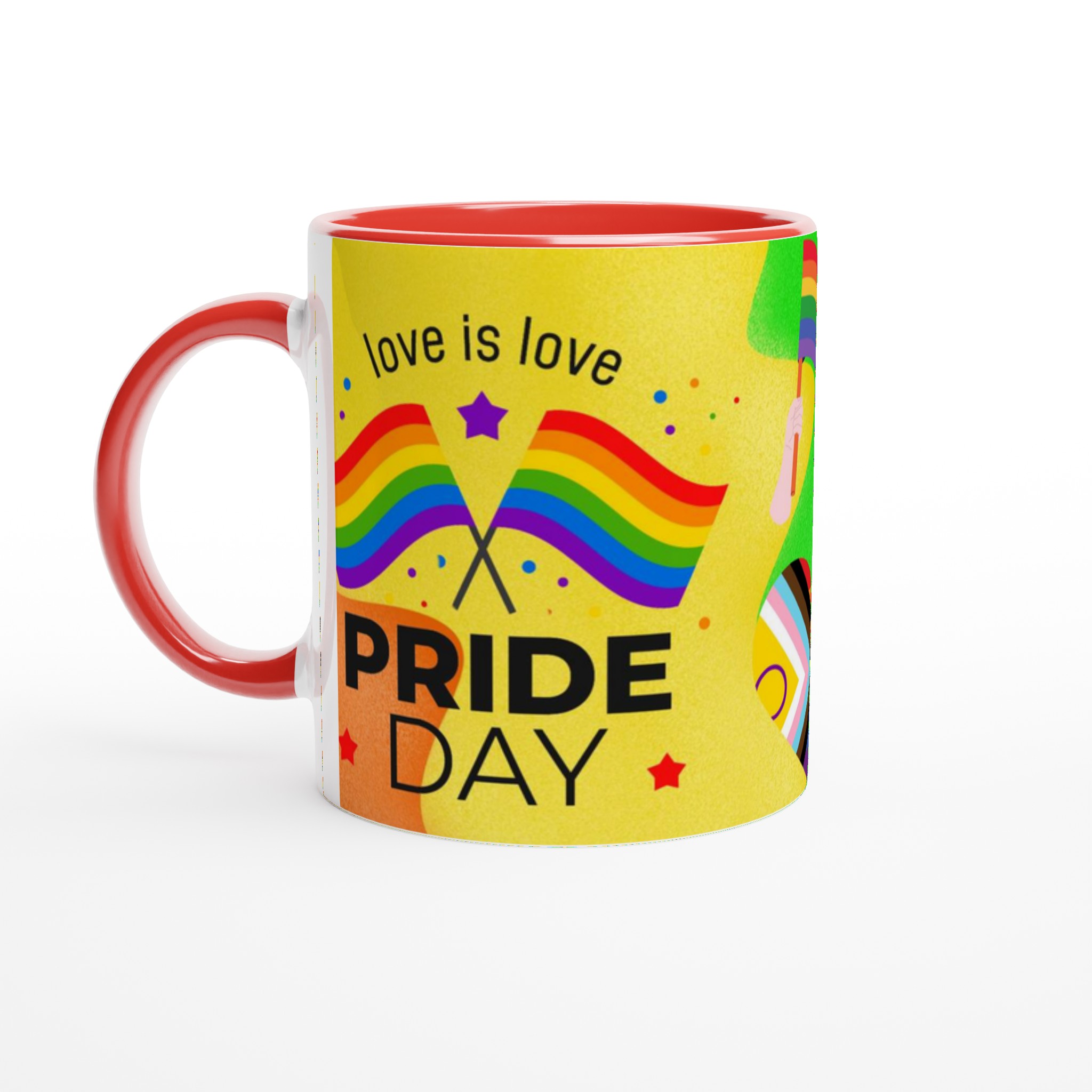 Vit 11oz keramisk mugg med Pride-design i regnbågens färger 5 fc95dc5f-c02c-442b-8ddb-1c4f493d67f5