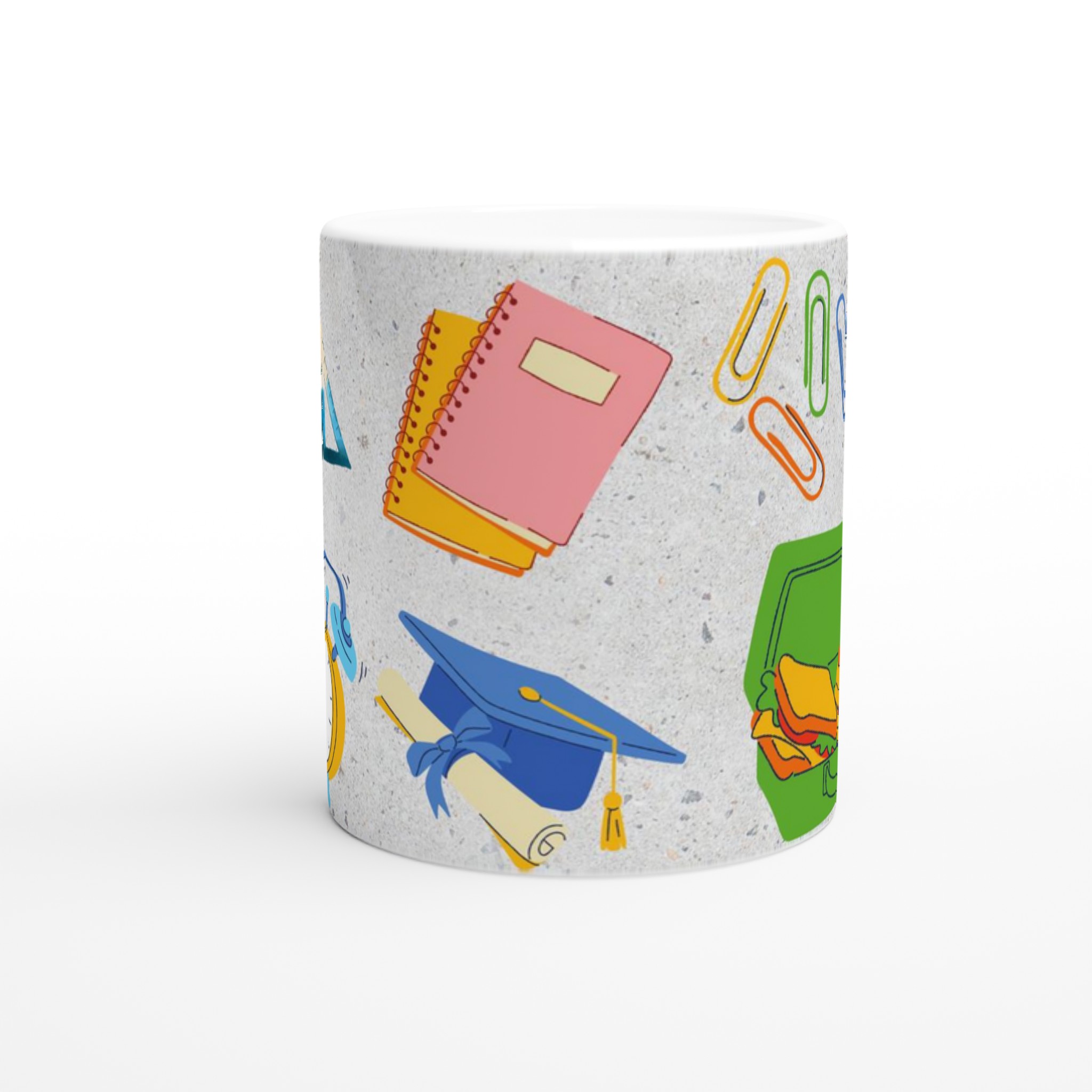 Vit 11oz keramisk mugg med lekfull skolstil – välj bland sju livfulla keramikkulörer 8 fcd37375-779a-45d7-8212-73830db5299c