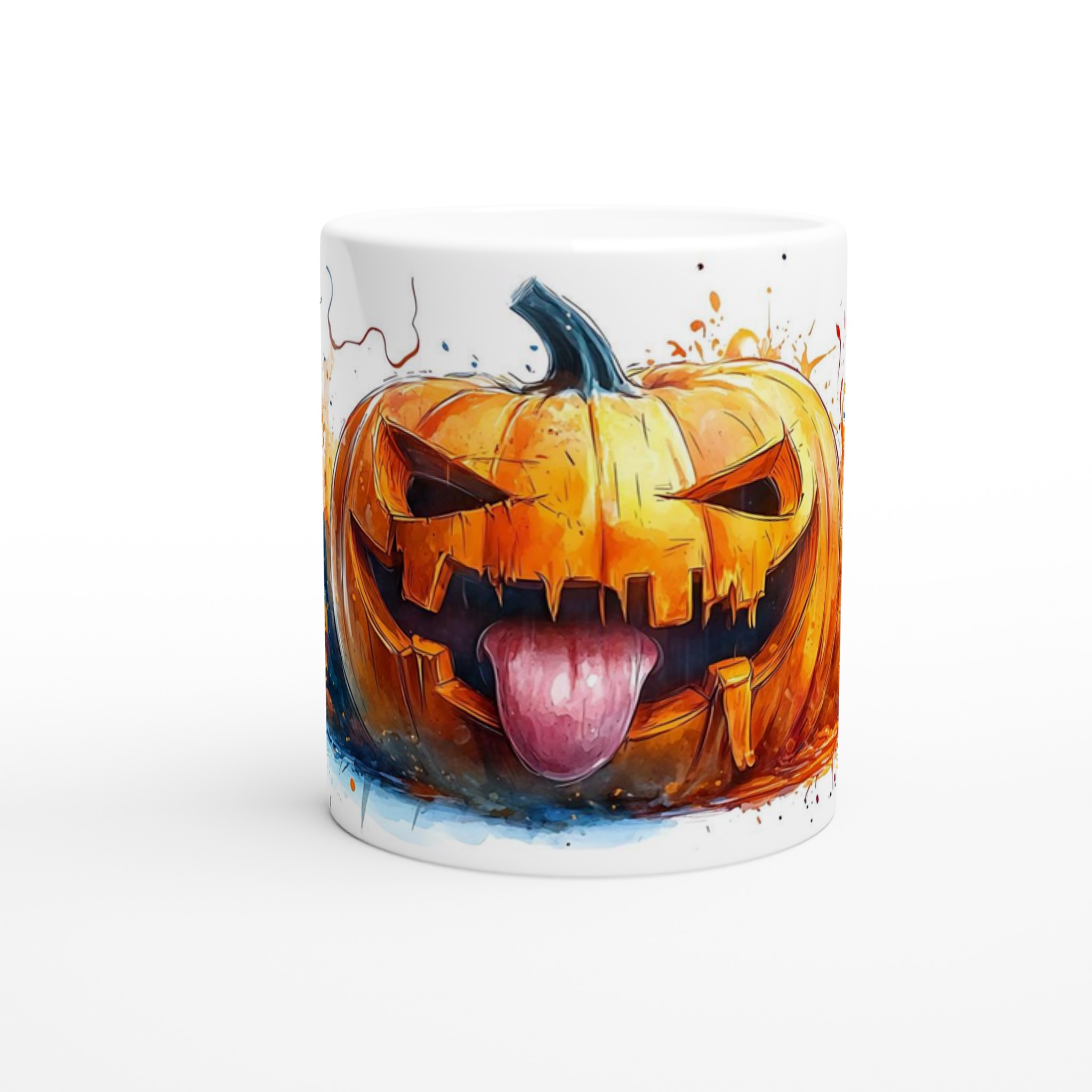 Skräckinjagande Pumpa Akvarell Mugg – Halloween Design i 7 Färger 8 fcd90faa-7f64-4125-b429-b2216a74a2e2