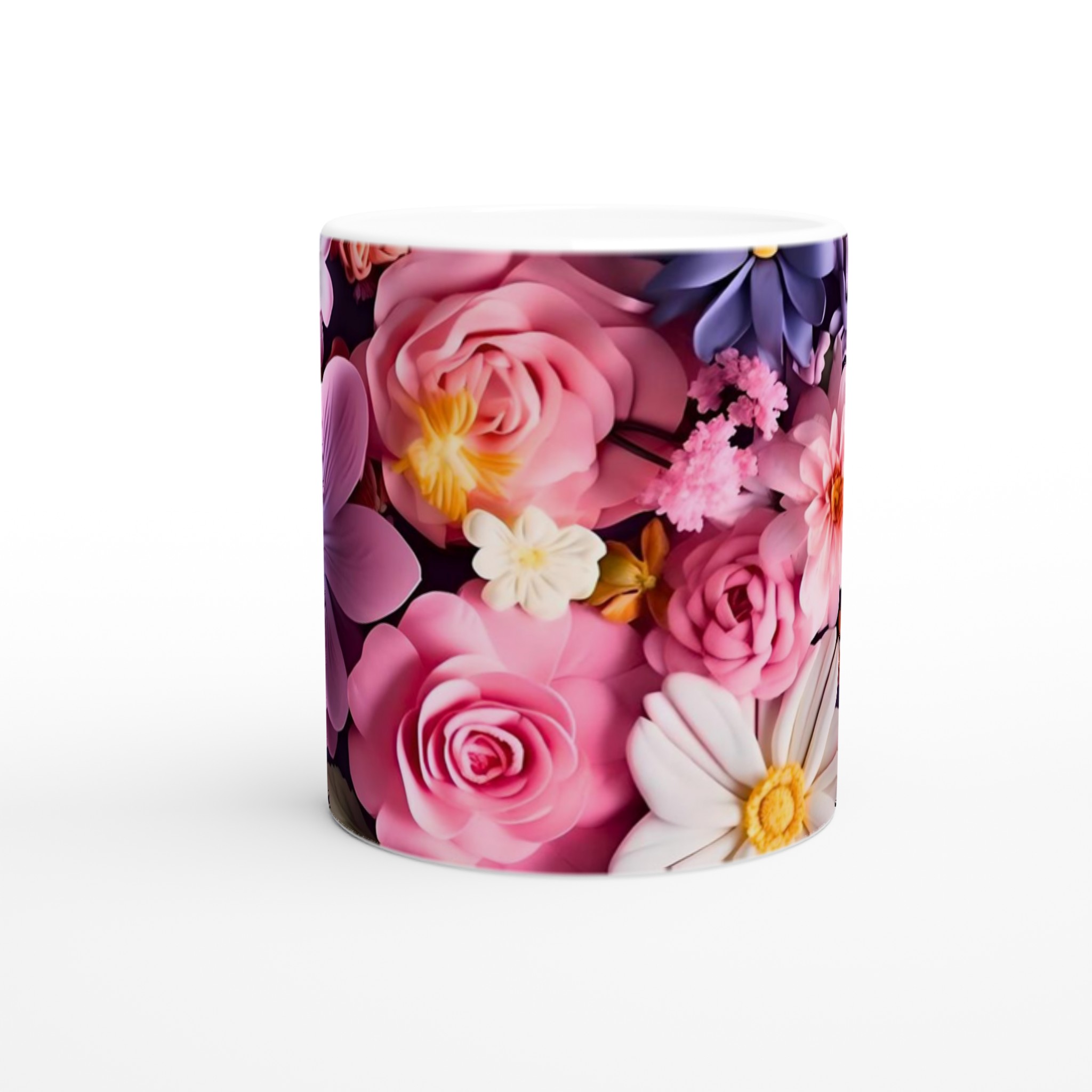 Elegant Vit 11oz Keramisk Mugg med Blomsterprakt i Flera Färger 8 fce8810d-1dd8-4433-bfee-5f93b5ddbce7