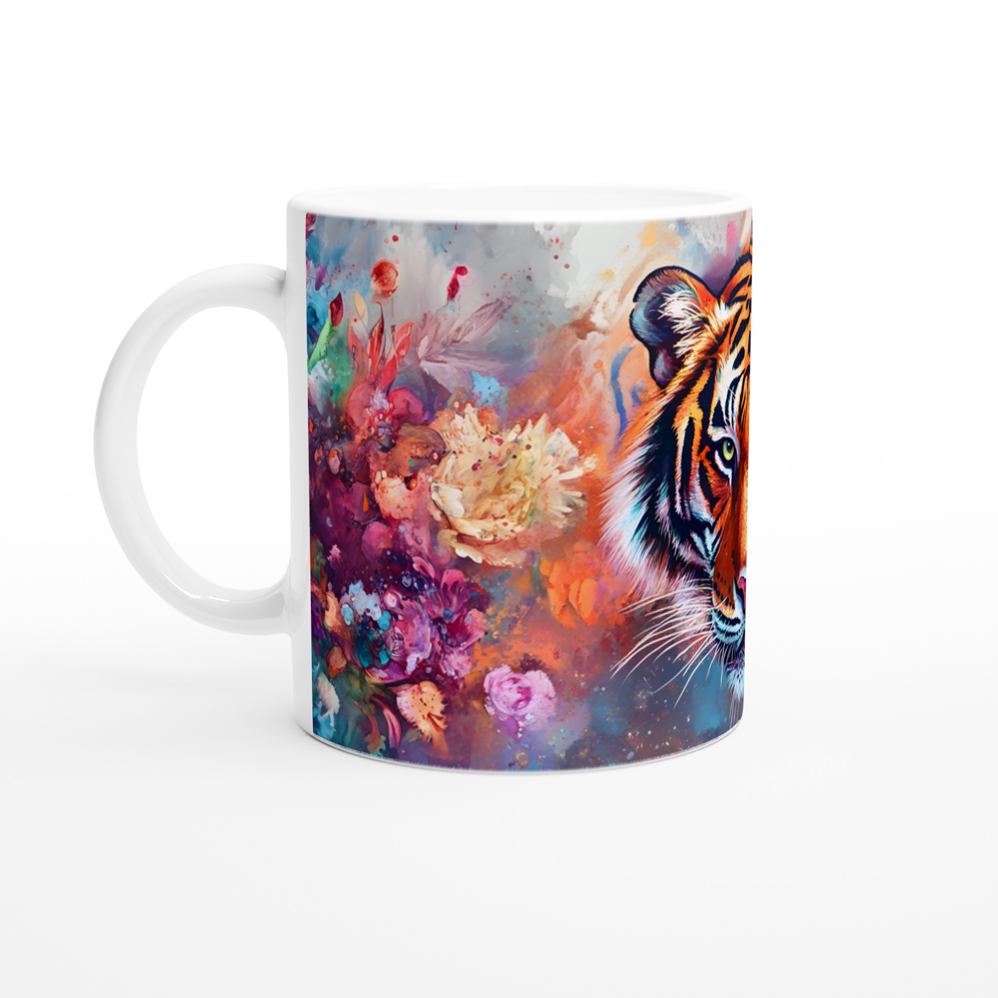 Abstrakt Tigermugg - 11oz Keramisk Kaffekopp med Färgstarkt Vattenfärgstryck, Välj Din Favoritfärg! 1 fceacb28-c804-4e38-914f-a1e4426cd9ec