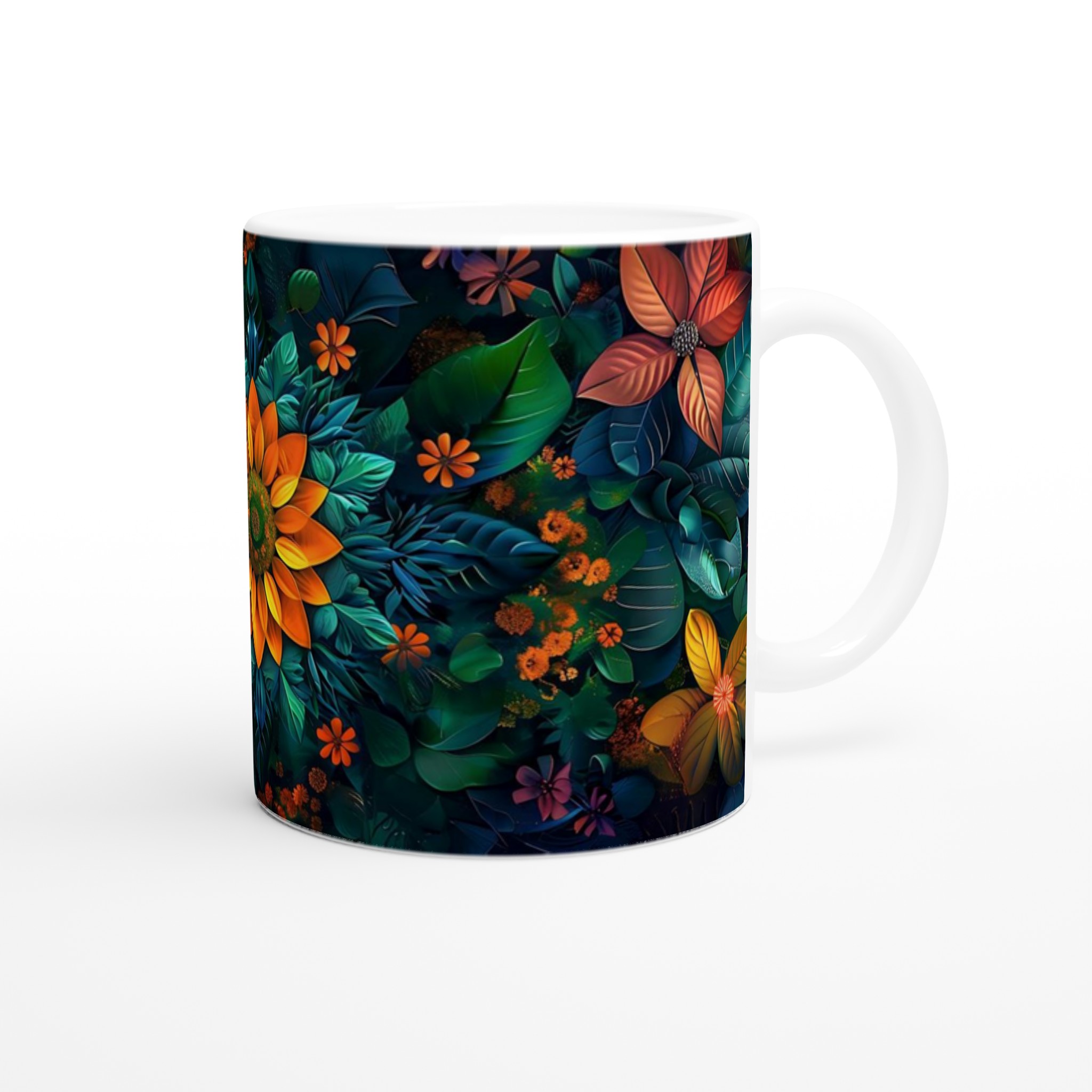 Tropisk Bliss Keramisk Mugg – Konstnärlig Blomsterdesign i 7 levande färger 9 fd14b682-07d2-4603-b7d1-17fca98b1069