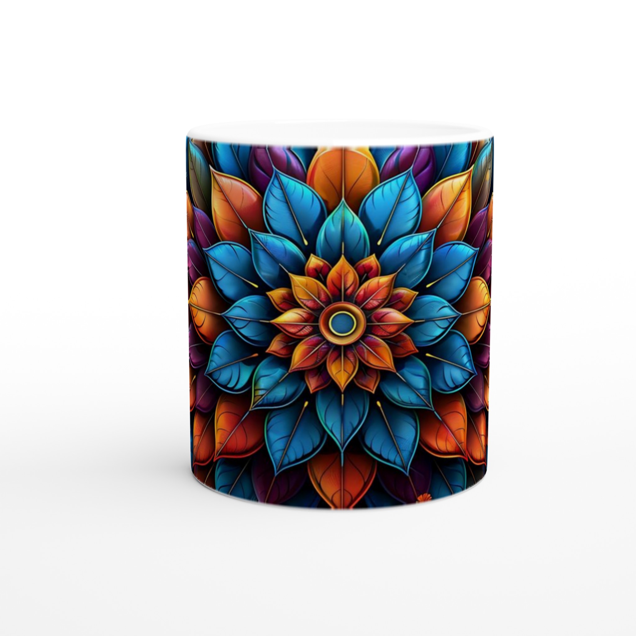 Färgglad Mandala Keramikmugg - 11oz, Välj bland 7 Livfulla Färger 8 fd19697e-02d5-466c-82b9-75d6112bde76