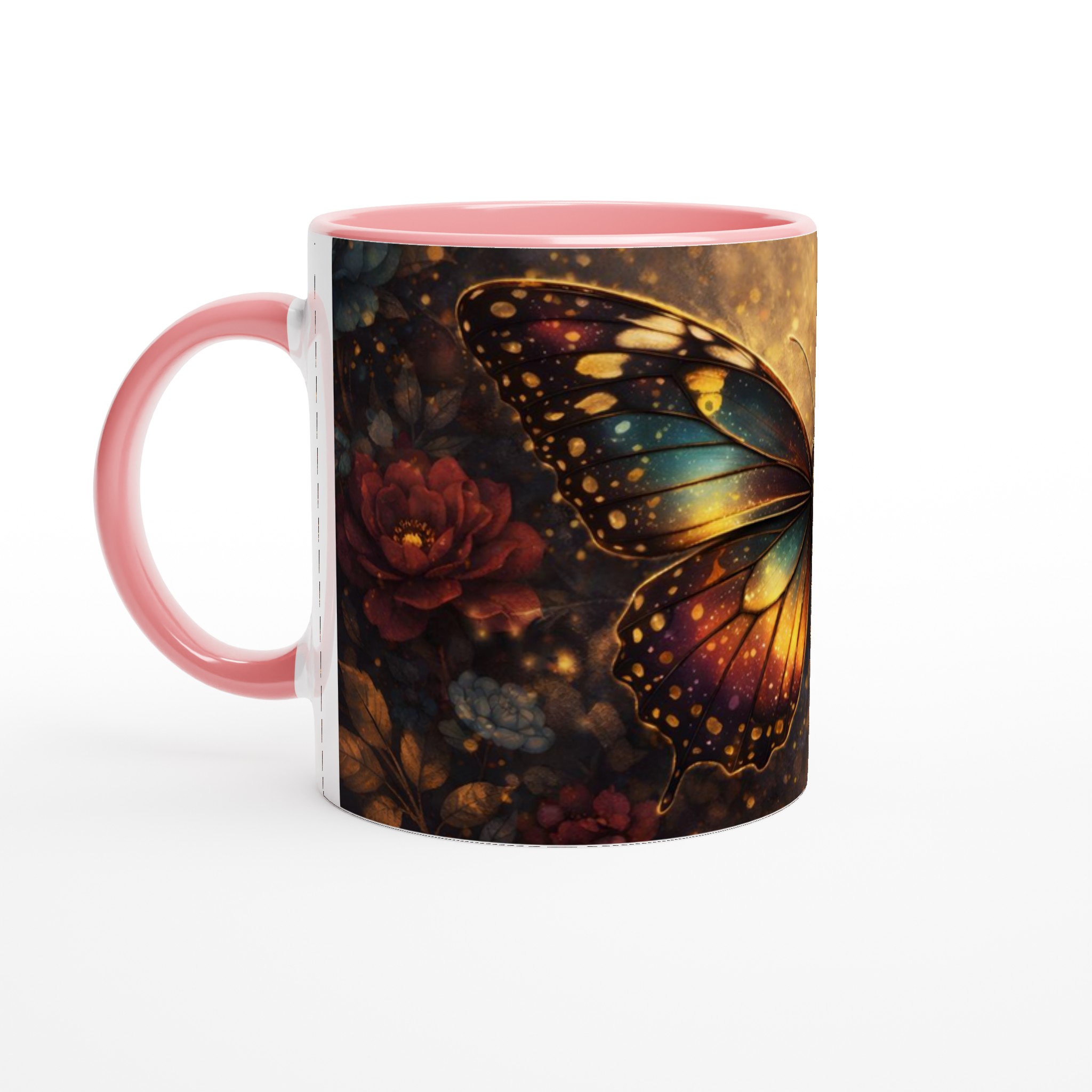Elegant Vit 11oz Keramisk Mugg med Färgstark Fjärilsdesign – Välj Din Favoritfärg 6 fd2abb1c-e23a-4029-b26c-a691b21574d8