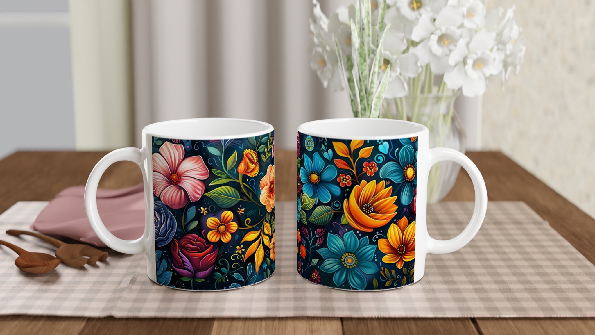 Blomstrande Keramikmugg: Välj din Favoritfärg – 11 oz Premium Kaffemugg 10 fd310f9e-700b-4422-8006-cf4d48dcd764