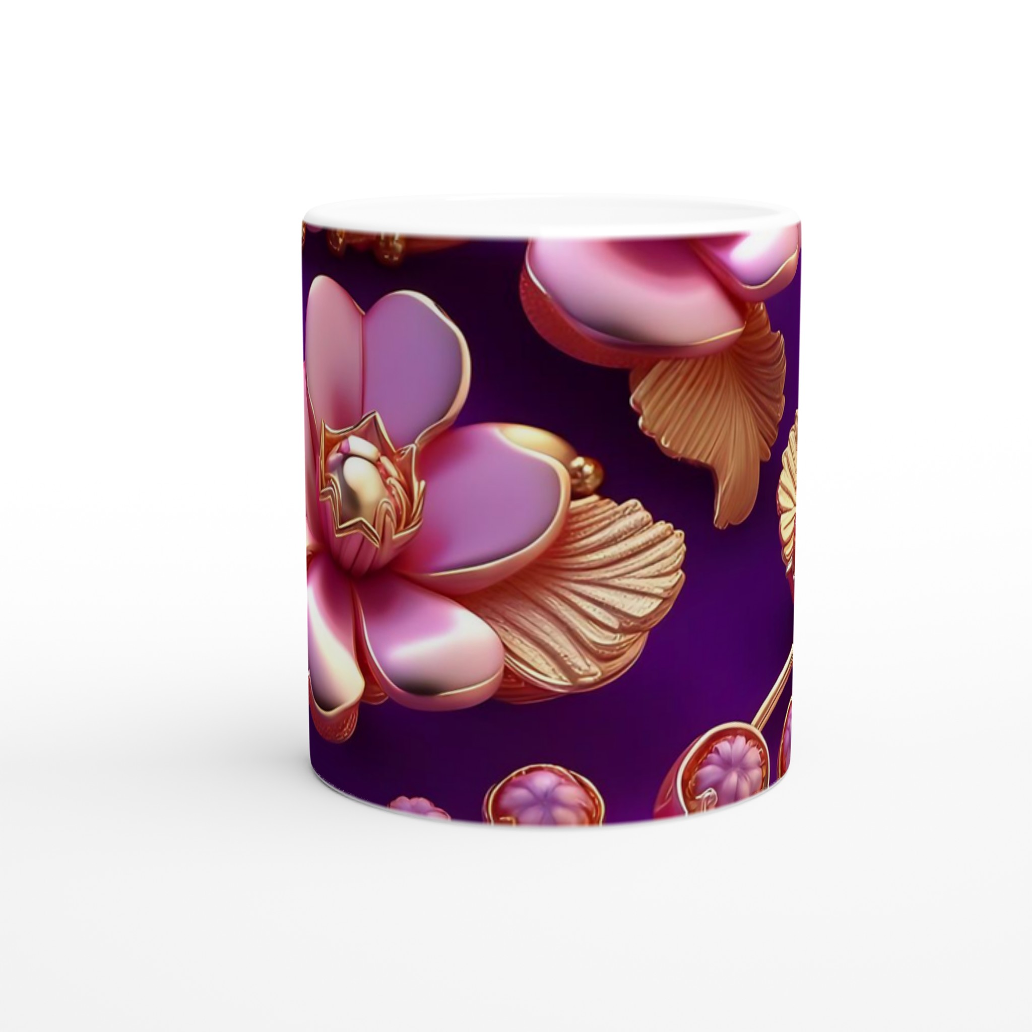Vit 11oz Keramisk Mugg med Eleganta Rosa och Guldaccenter – Välj Din Favoritfärg 8 fd38c26d-0d00-4449-a068-8e1aafef48fe