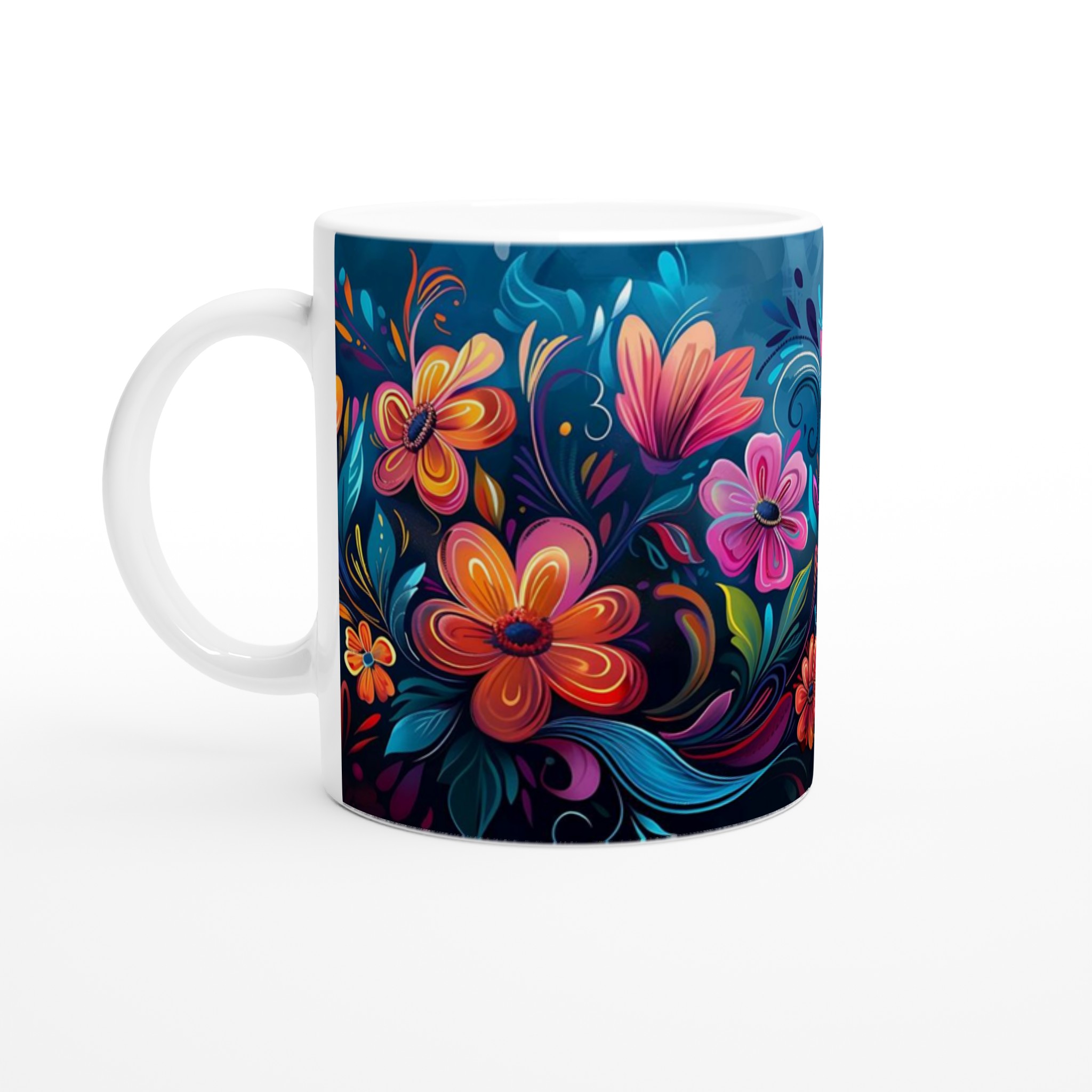 Färgsprakande Blomstermugg – 11 oz Keramisk Kaffekopp med Konstfullt Tryck i Valfri Färg 1 fd512899-2c2e-4a83-a3da-5008517cfc64