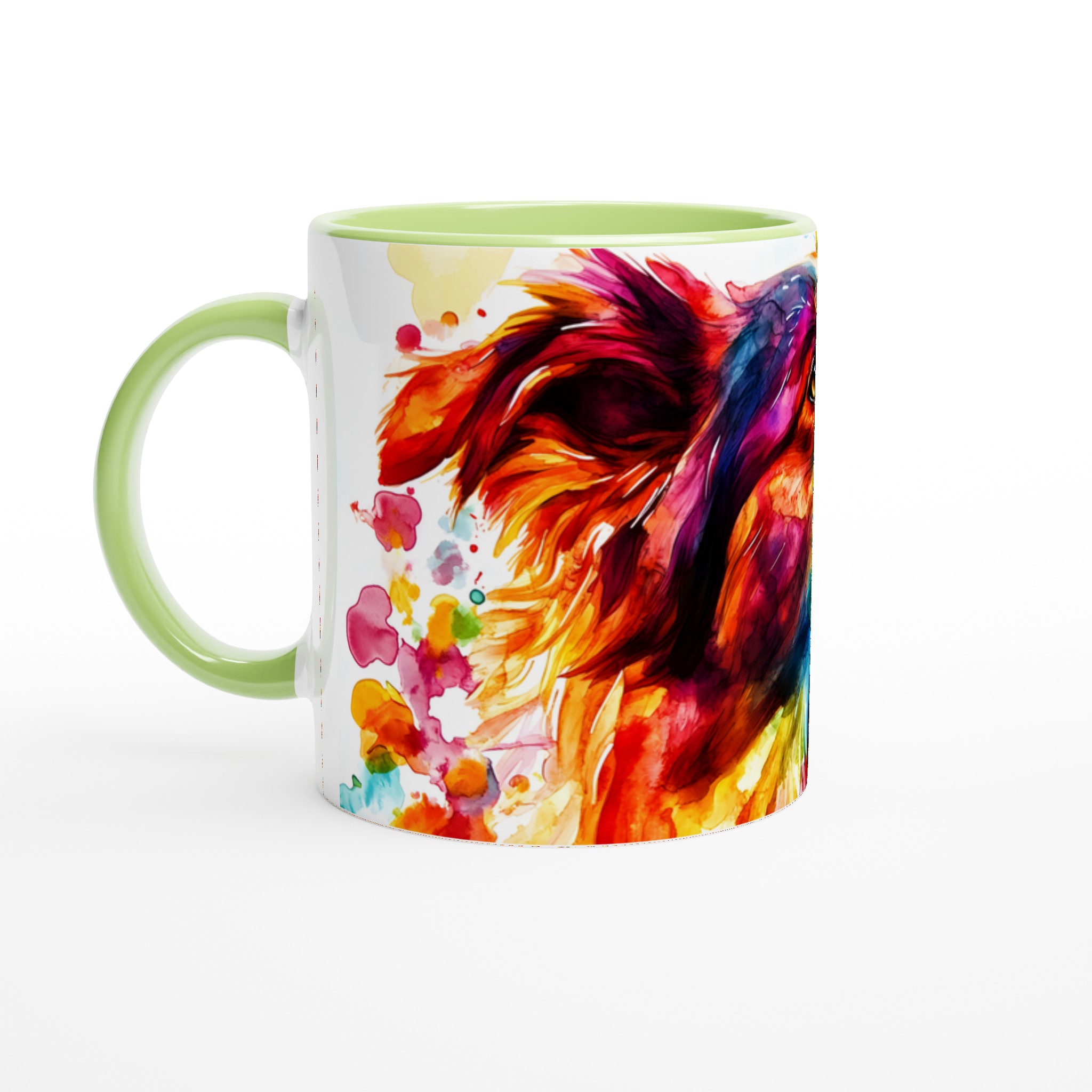 Färgsprakande Akvarellhund Mugg - 11oz Keramikmugg i ditt Val av Sju Livfulla Färger 7 fd69d5a9-f040-422e-a104-361e949f7588