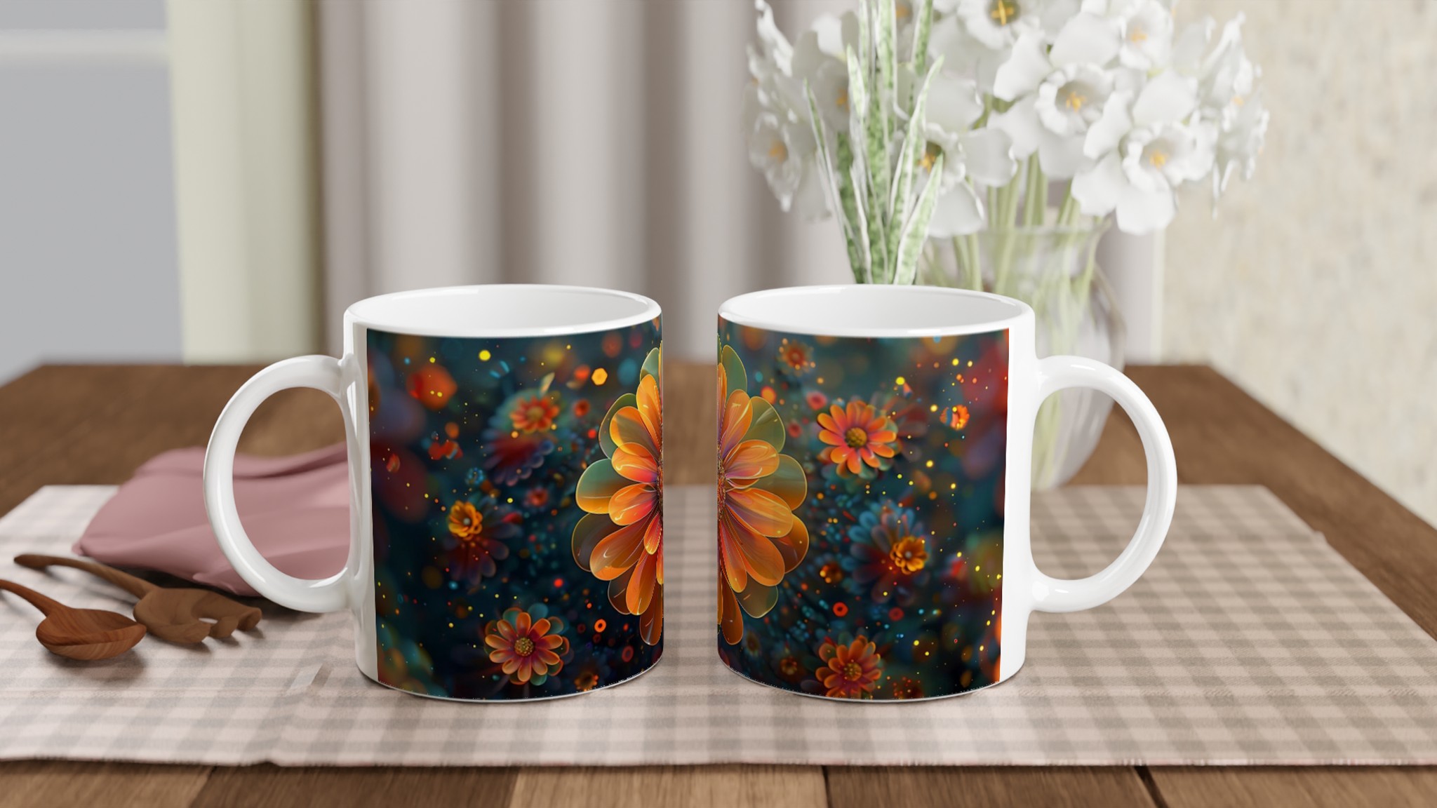 Magisk Blomsterprakt 11oz Keramikmugg – Färgglad Skimmer och Levande Tryck 10 fd6c1e5f-6345-467c-b681-74e735947602