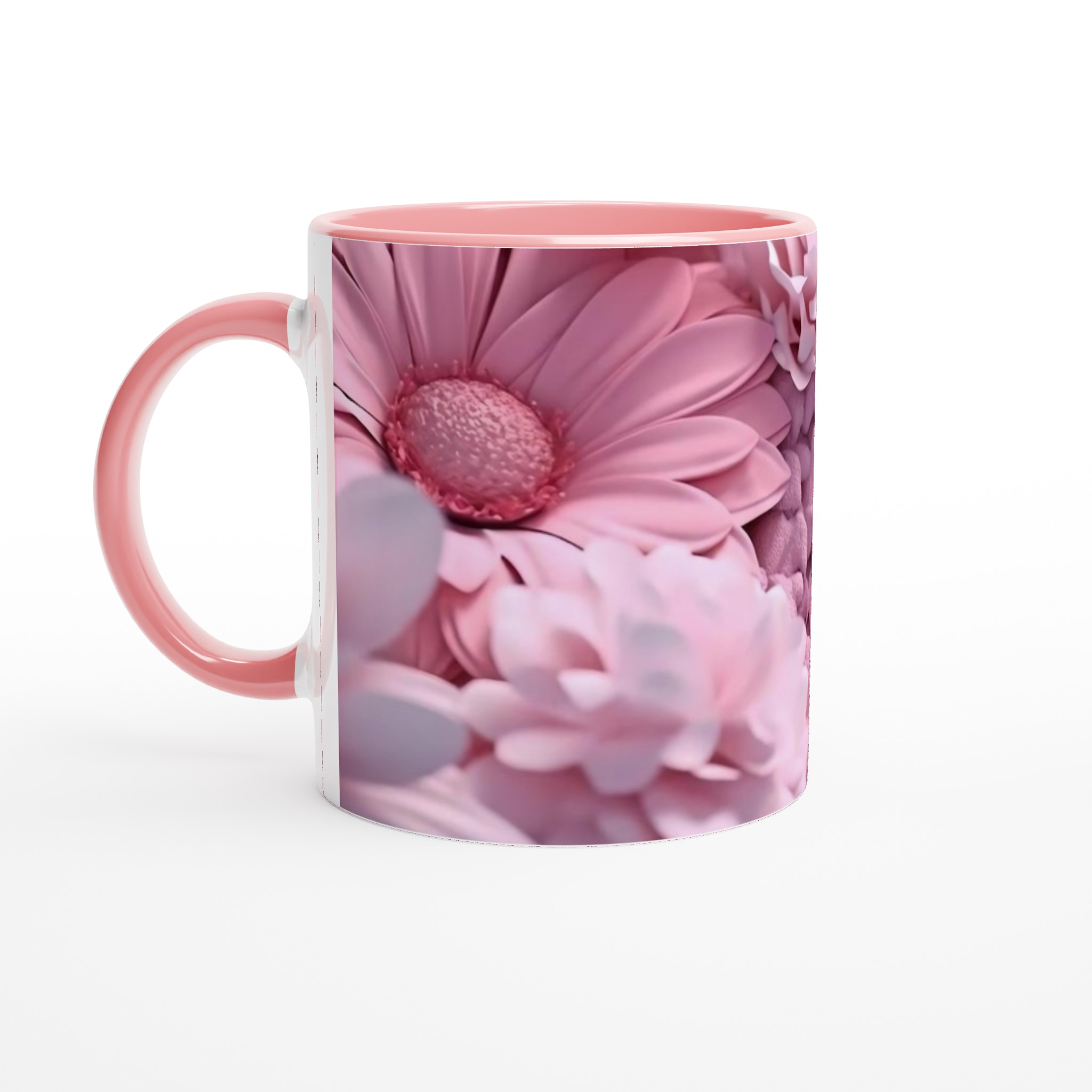 Vit 11oz keramisk mugg med drömskt rosa blommönster – välj din favoritfärg 6 fdbedb40-d2ef-4ba0-b758-a7fe8d1c8ff7