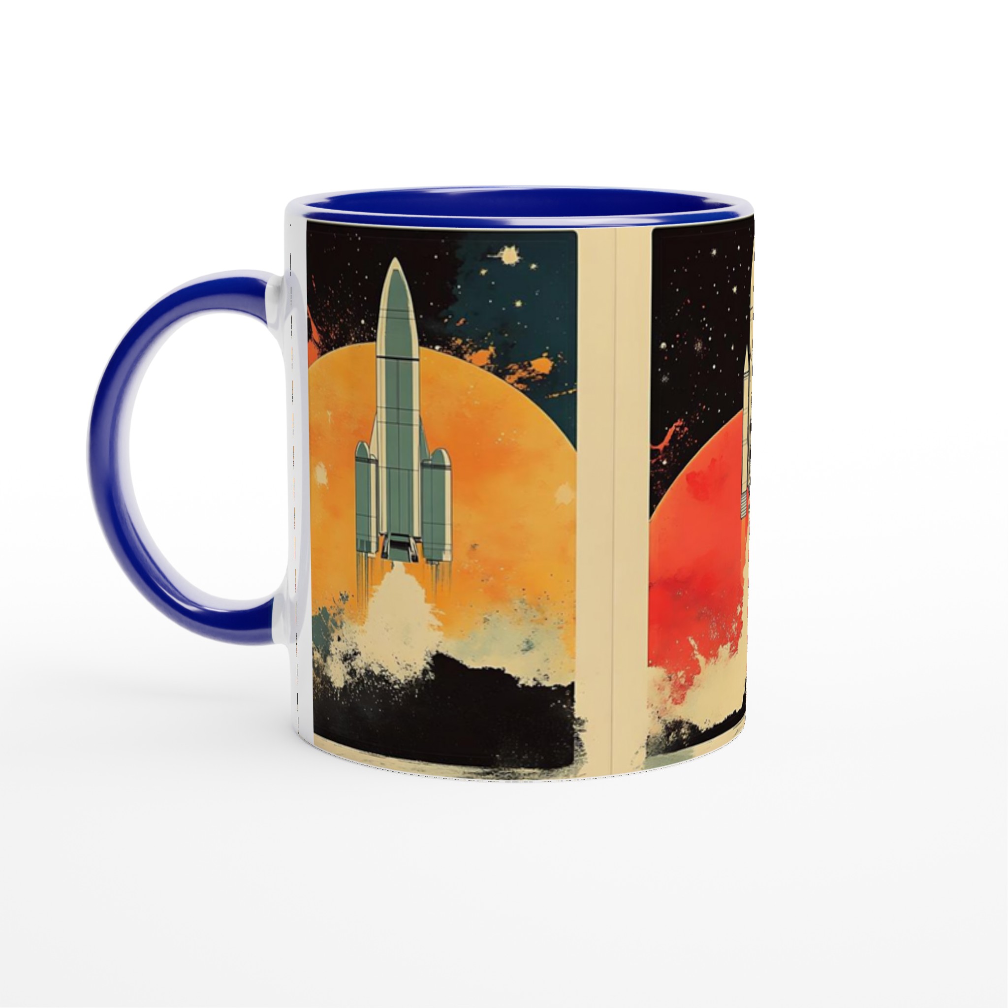 Retro Space Odyssey Mugg – 11oz Keramisk Mugg med Raketmotiv och Starka Kontraster 2 fdf9d7ae-197f-4210-a031-8ae2b9de0475