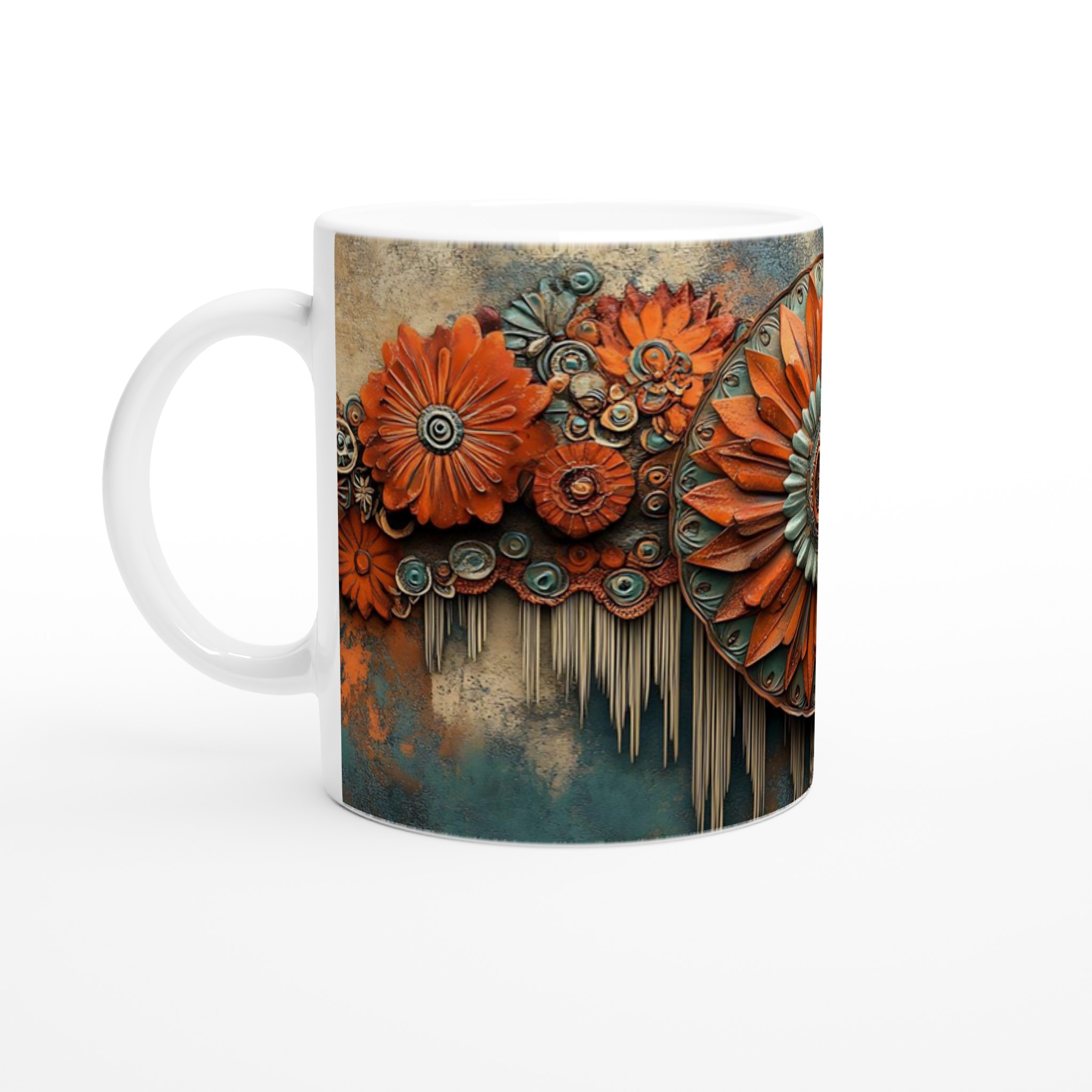 Abstrakt Mandala-inspirerad keramikmugg – Konstnärlig Kopp med Organiska Former och Rustika Toner 1 fe849dac-0357-417d-b762-2c24d868c7ee