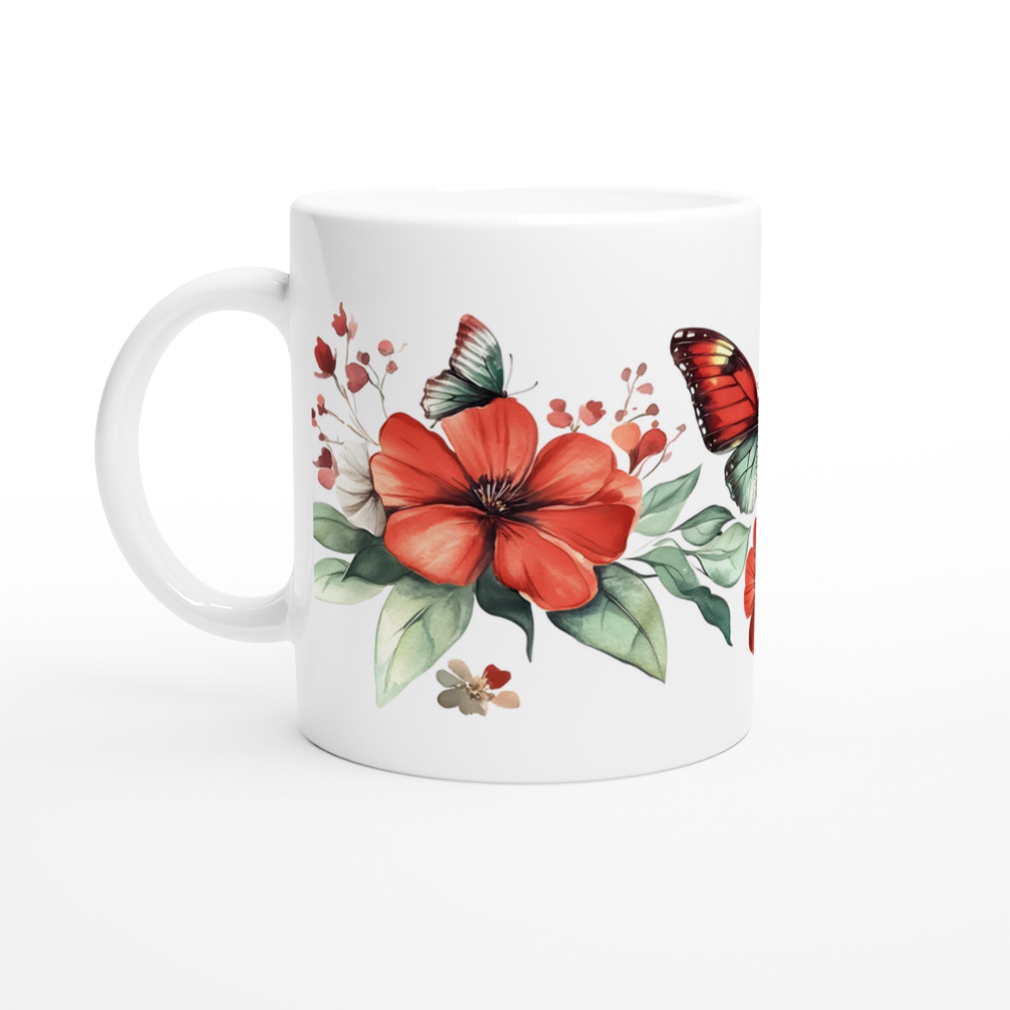 Fjärilsdröm Keramikmugg - Livfulla Akvarellblommor & Fjärilar i Valfri Färg 1 fea7aaaa-af00-4cec-9f29-2a60d94e0b45