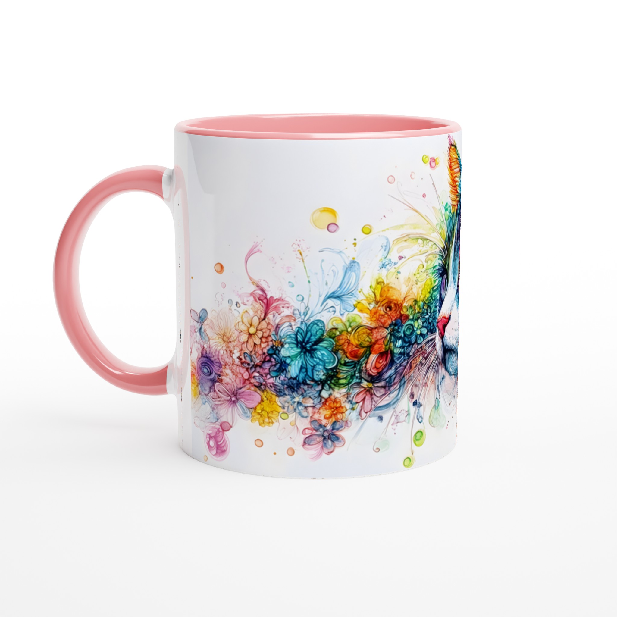 Färgsprakande Katt & Blommor Keramikmugg – Konstnärlig Design i Välj din Färg, 11oz 6 ff284f60-a242-4778-8569-25bebb1987f1