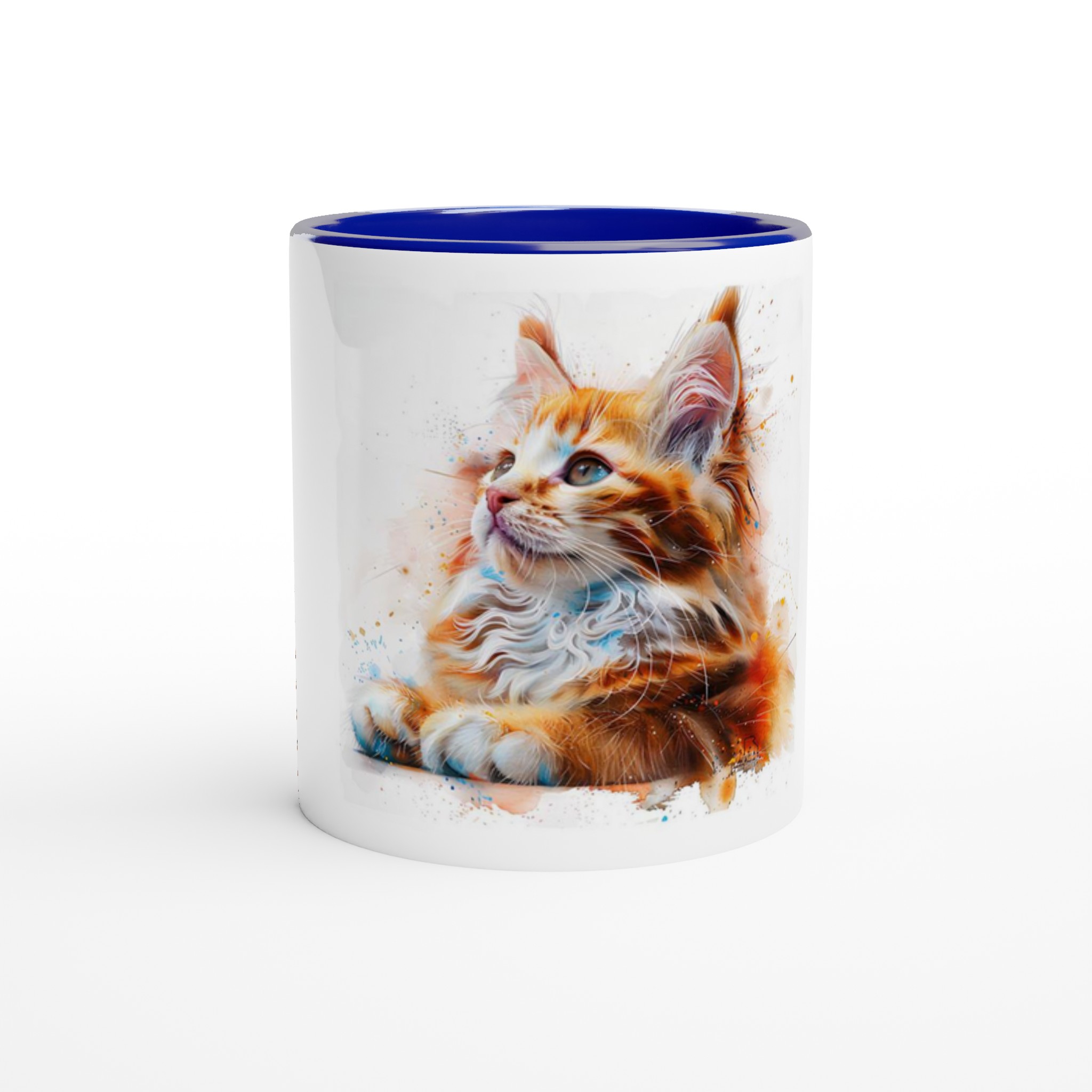 Kattunge i akvarell – 11oz Keramikmugg med färgad insida och handtag 5 ff9e6a36-d5f4-4c27-9b26-6c335733169e