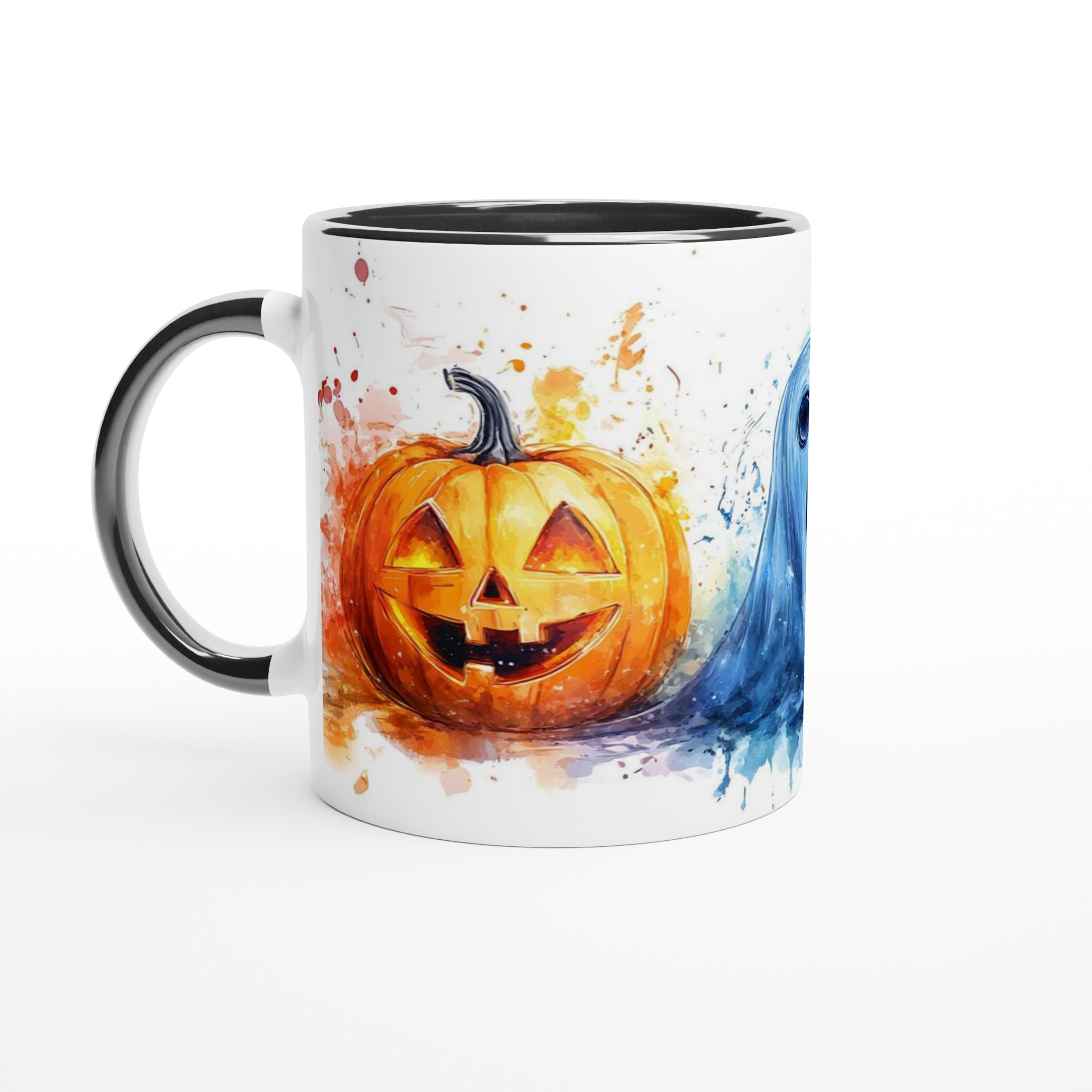 Spooky Watercolor Halloween Mugg - Pumpa & Spöke - Välj din favoritfärg 4 ffc145d6-f5ab-4468-bb8a-950f8e2ba57b