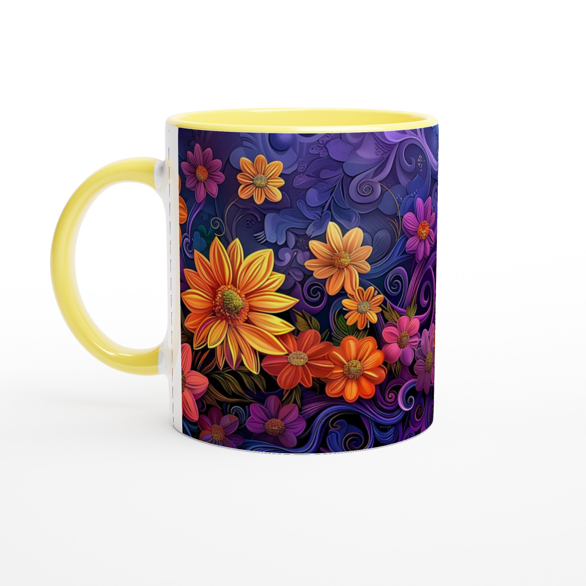 Färgexplosion: Konstnärlig Blommig Keramikmugg - 11oz, Välj Din Favoritfärg! 3 ffcf751e-c79f-4f30-b67b-e9cdc269f582