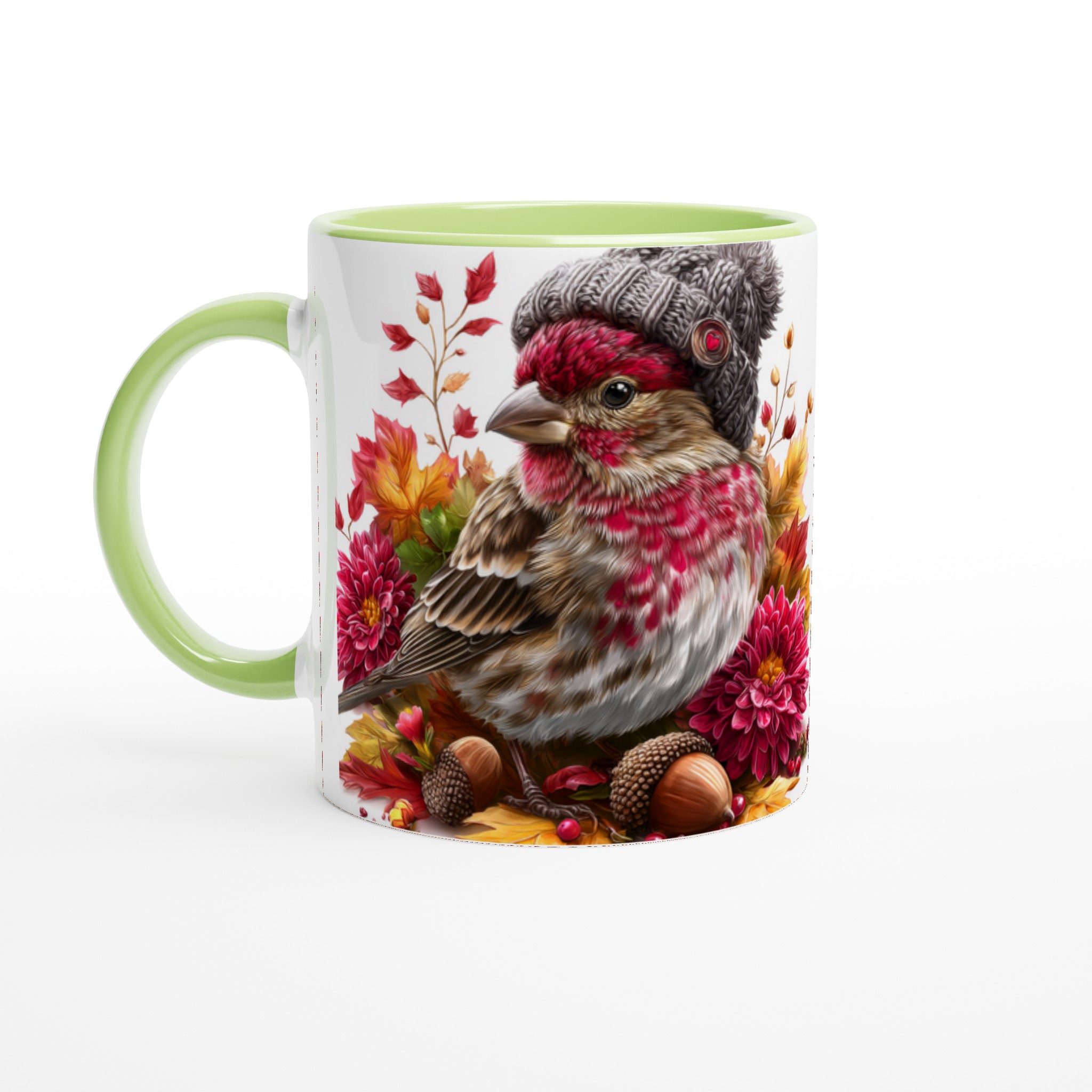 Vit 11oz keramisk mugg med höstfågelmotiv – välj din favoritfärg för vardagsmys 7 fff2350c-bd7a-4806-bd65-1a30762a39d0