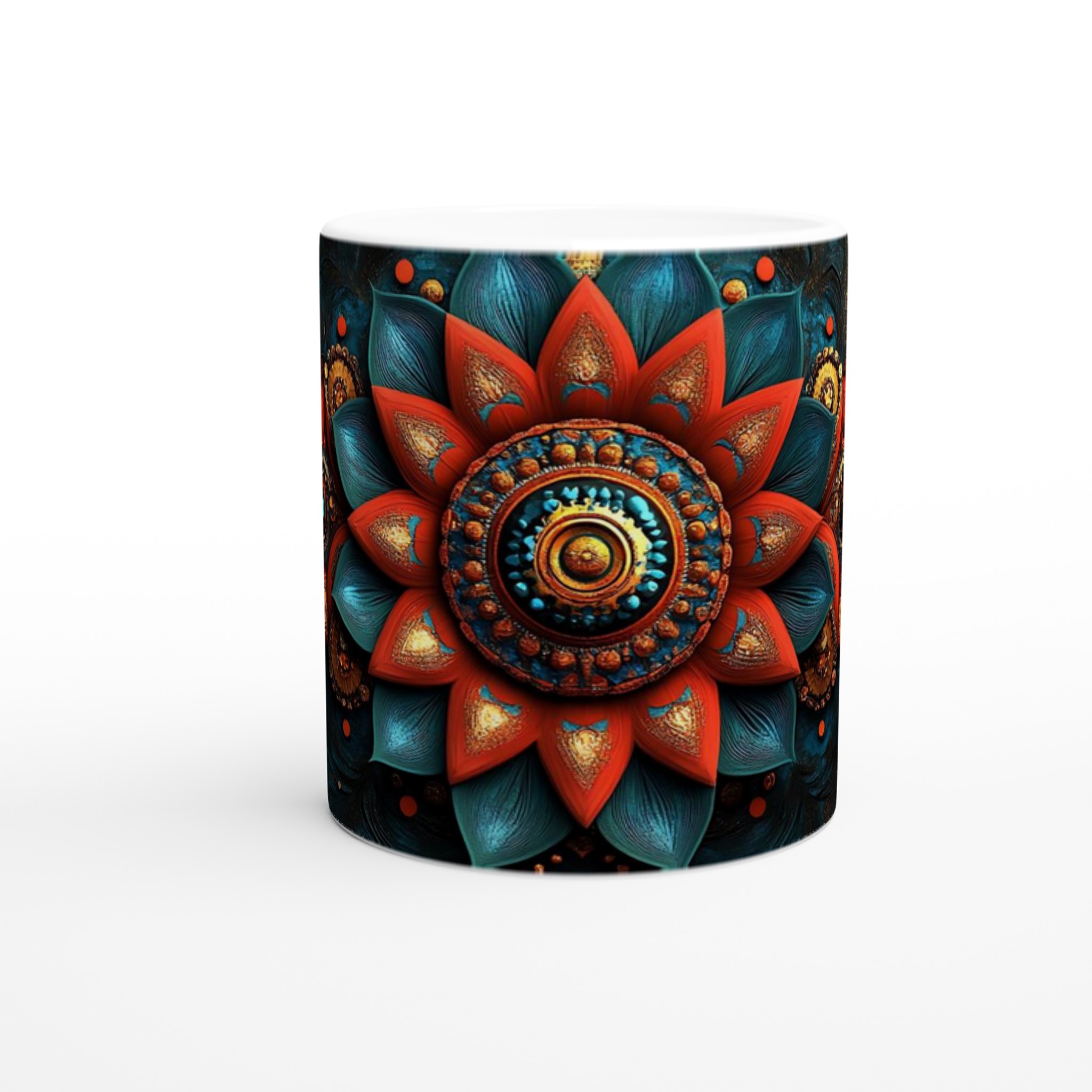 Abstrakt Mandala Keramikmugg - Livfulla Turkosa och Kopparröda Toner i 11 oz 8 fff9a195-d9d1-4903-bb21-3076b1fb0b79